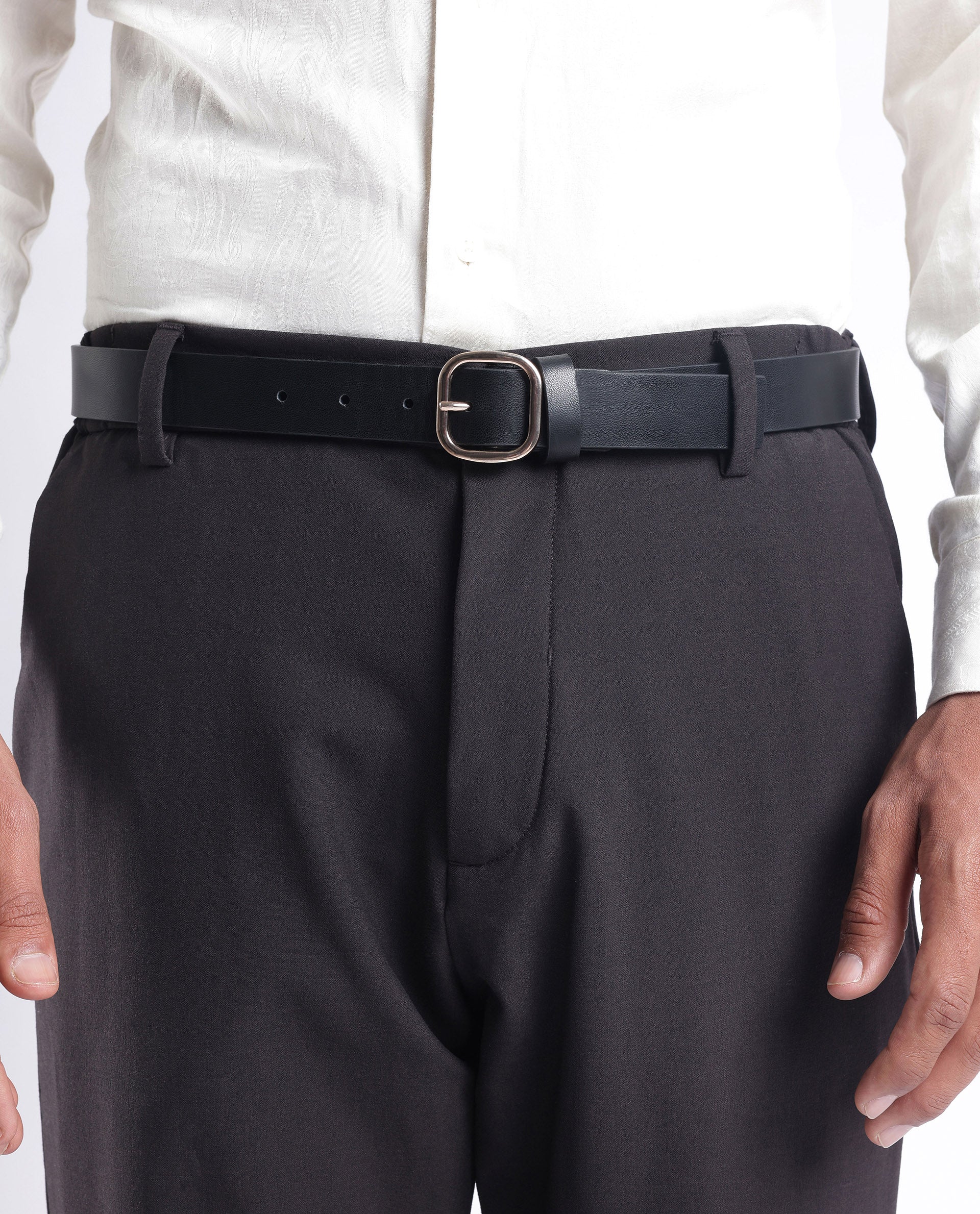 Rare Rabbit Men's Alley Black Belt Leather