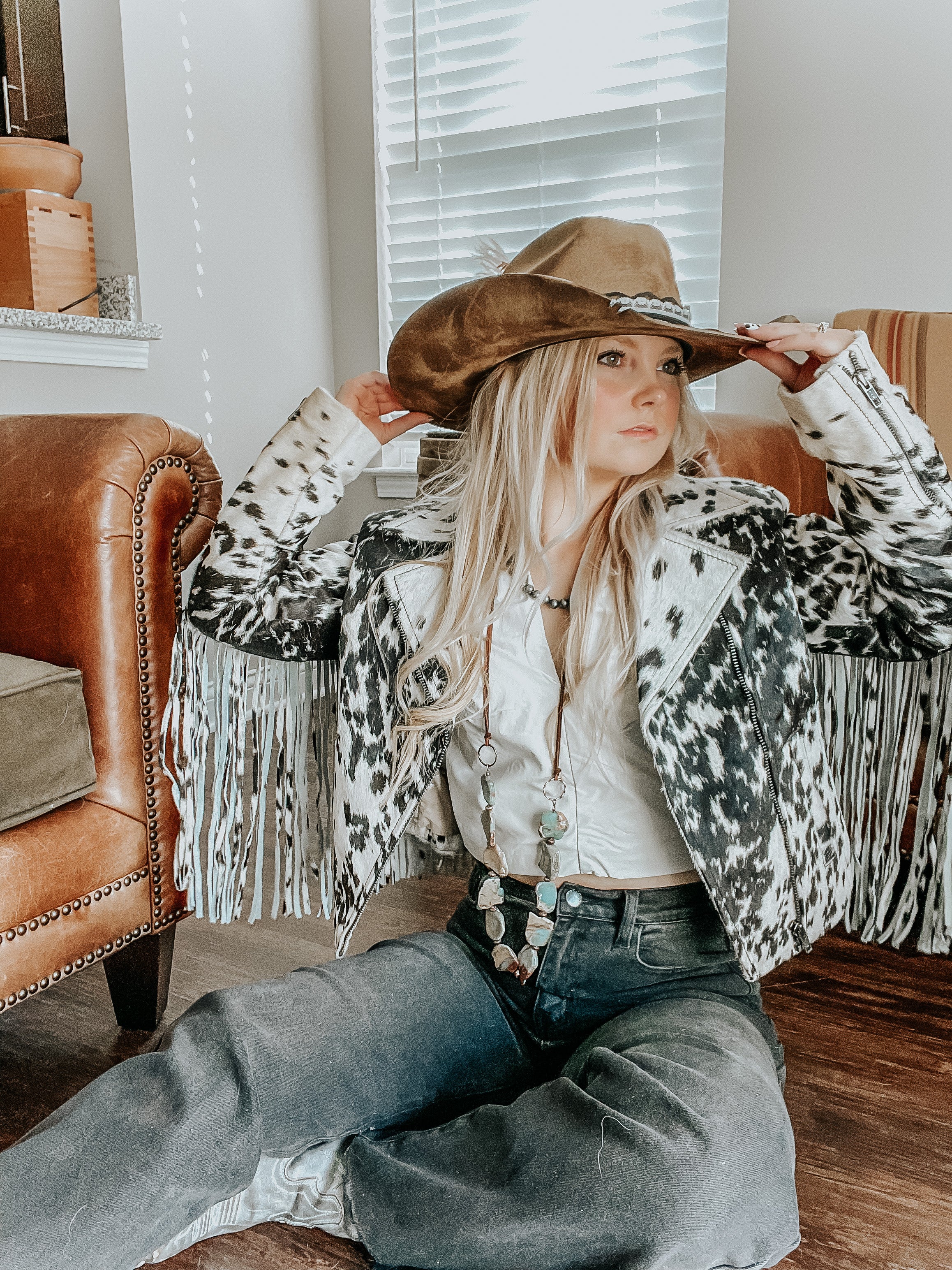 Cowhide Fring Jacket in Black - The Kiersten Zile Collection