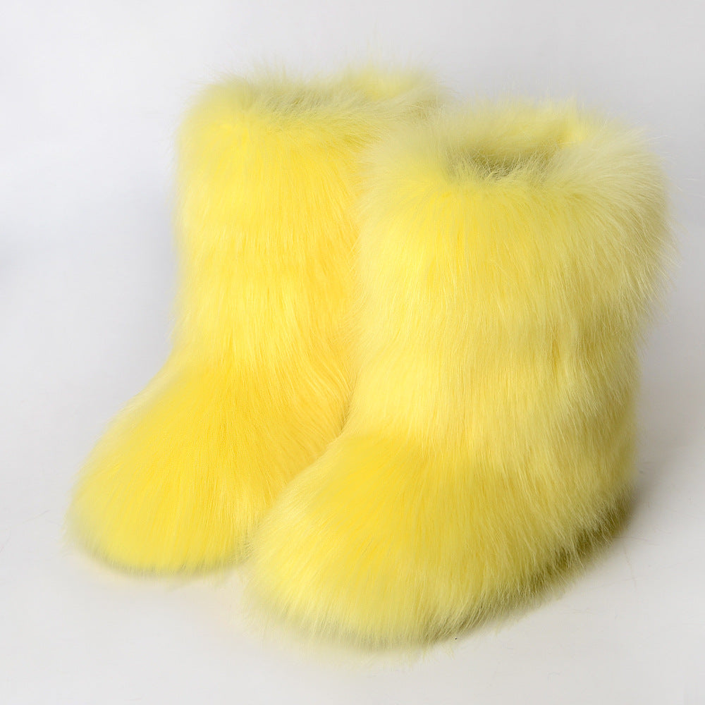 Yellow Fuzzy Boots – THE LUMI SHOP