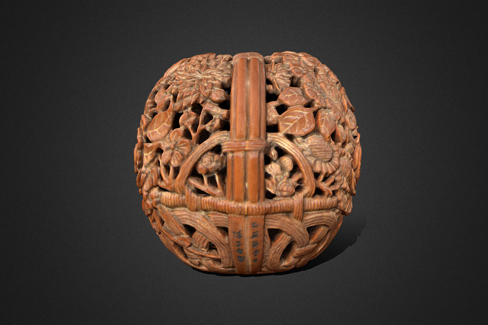 国立故宮博物院 3D文物鑑賞-3D文物-清 核桃殻彫花籃