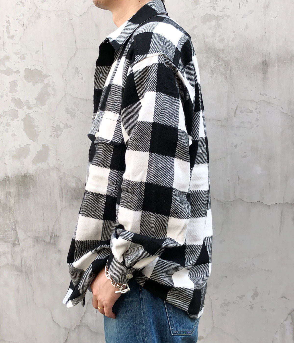DESCENDANT/VANNING PLAID LS SHIRT (WHITE)