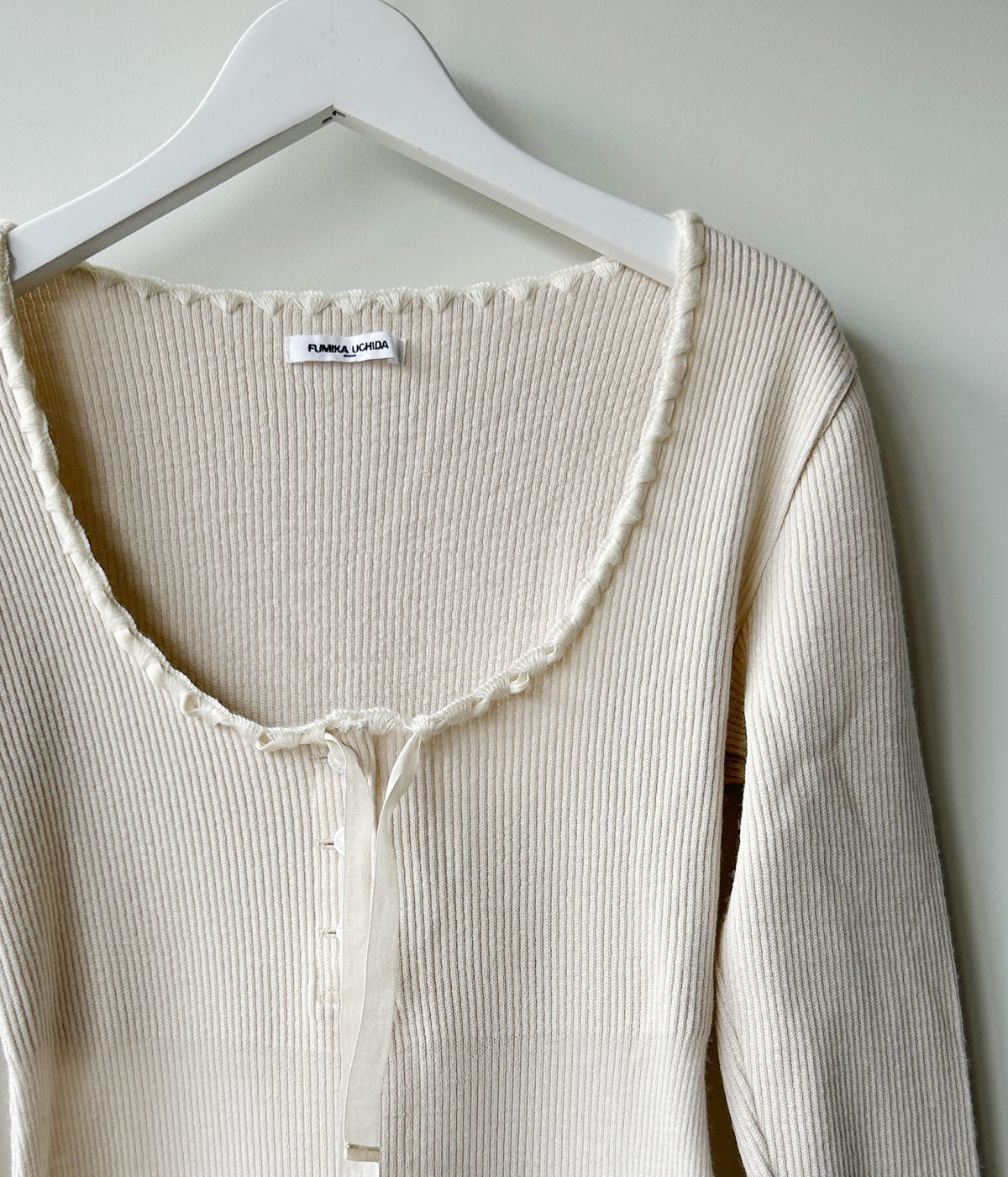 FUMIKA_UCHIDA/RIB STITCH HENLEY-NECK UNDERWEAR(IVORY)