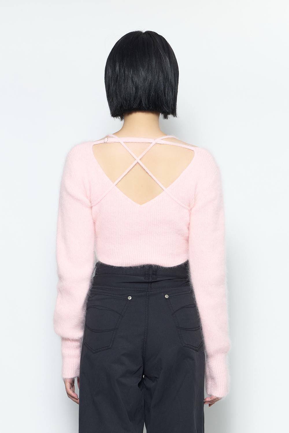 THEREDTHREAD / ザレッドスレッド】S fluffy tie tops cropped