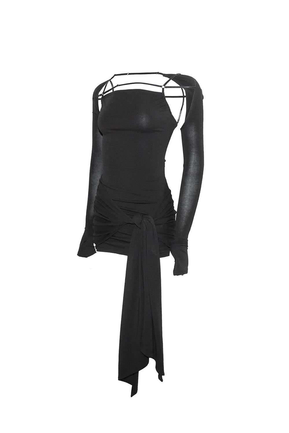 THEREDTHREAD / ザレッドスレッド】S waist drape dress mini