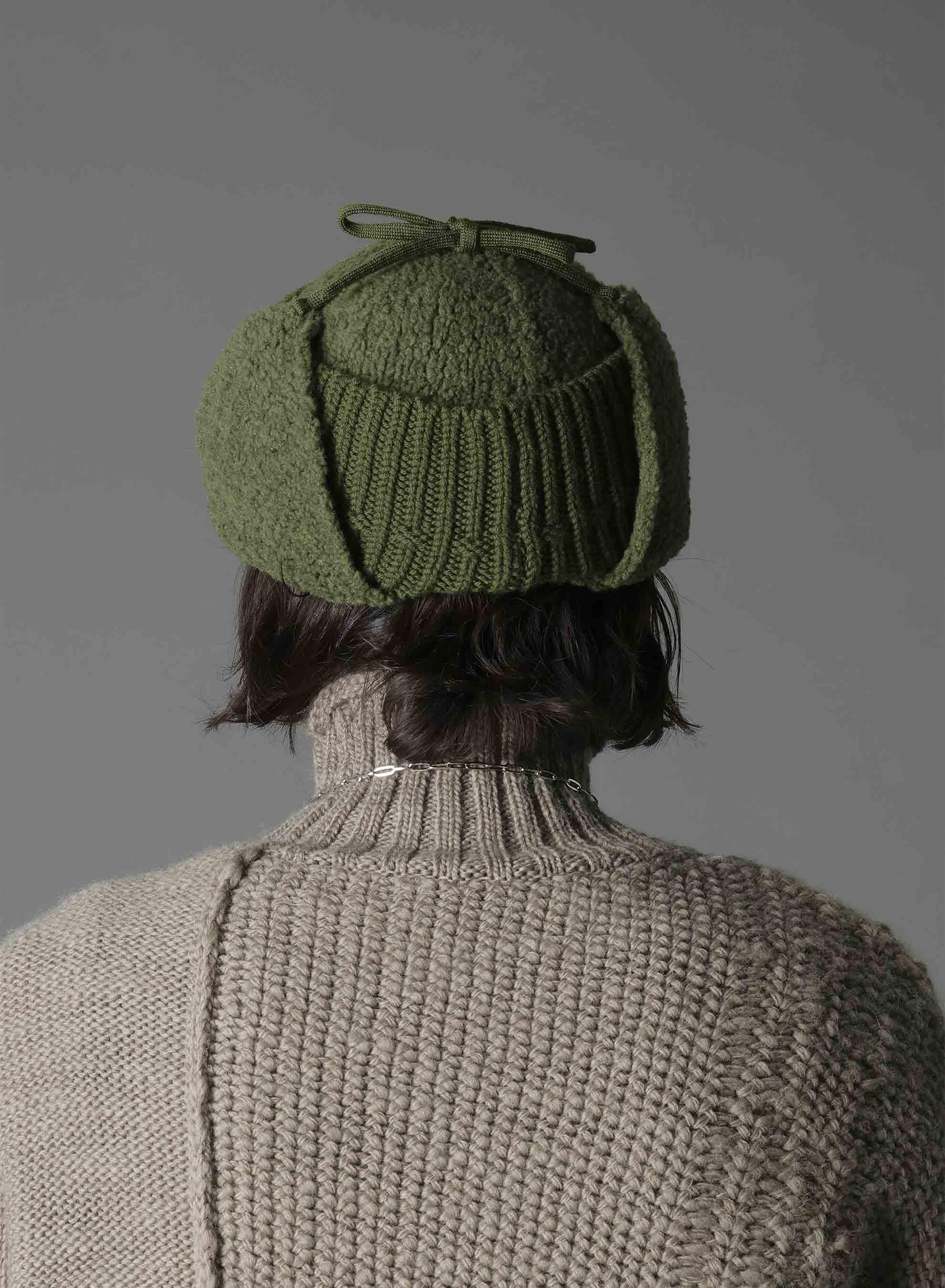 Wool boa+EX FineMerino Wool FLIGHT KNIT CAP – THE SHOP YOHJI YAMAMOTO