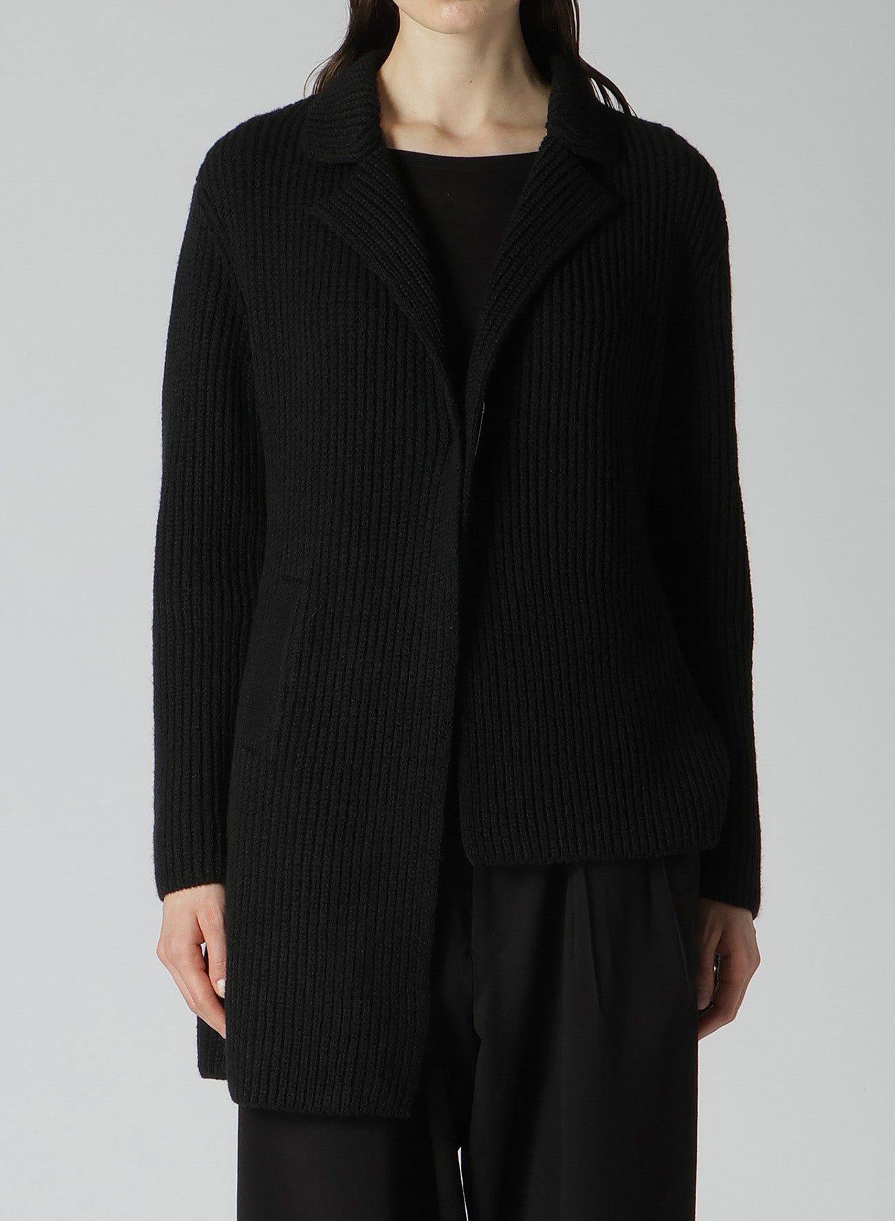 HALF CARDIGAN+PLAIN WEAVE ASYMMETRY JACKET – THE SHOP YOHJI YAMAMOTO