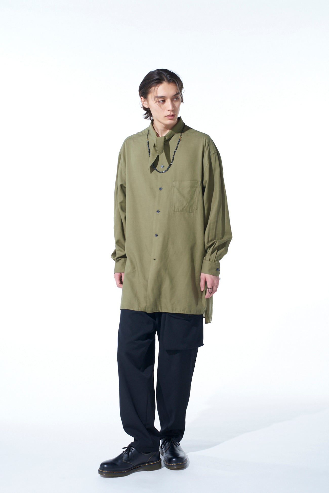 COTTON/TENCEL BROAD RIBBON COLLAR SHIRT – THE SHOP YOHJI YAMAMOTO