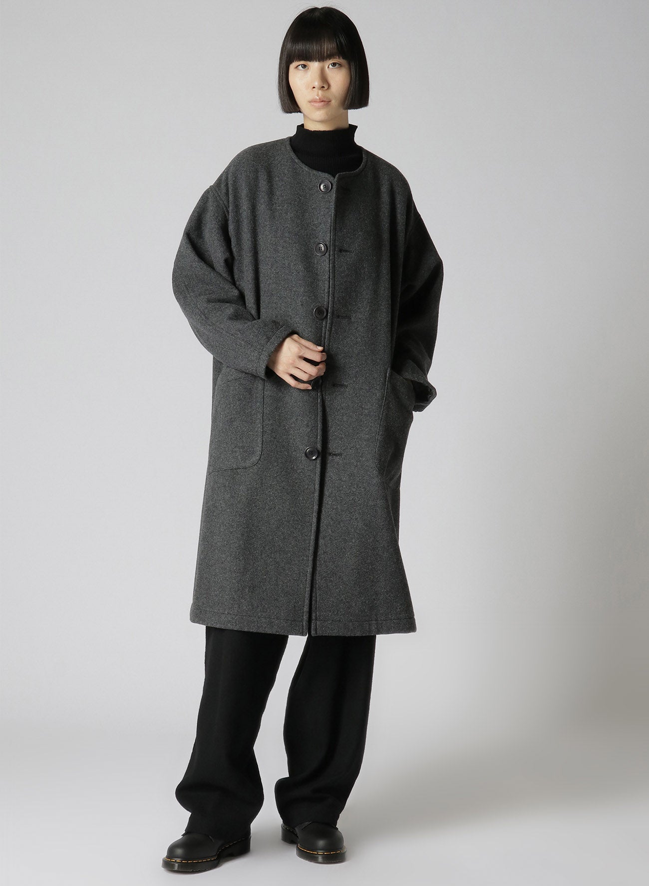 AIRY MOSSER COLLARLESS COAT – THE SHOP YOHJI YAMAMOTO