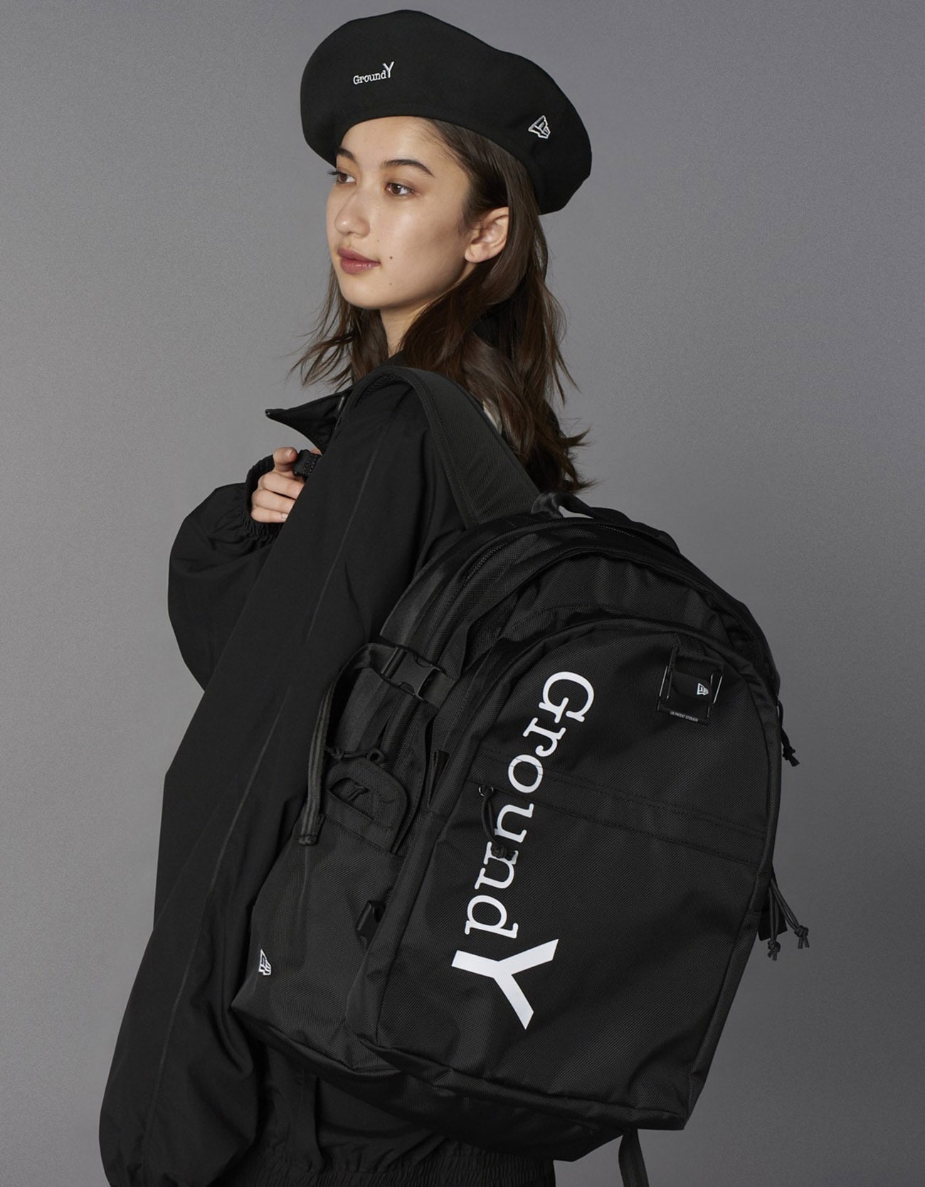 Ground Y×NEWERA(R) GROUND Y LOGO POLYESTER CARRIE PACK(S Black