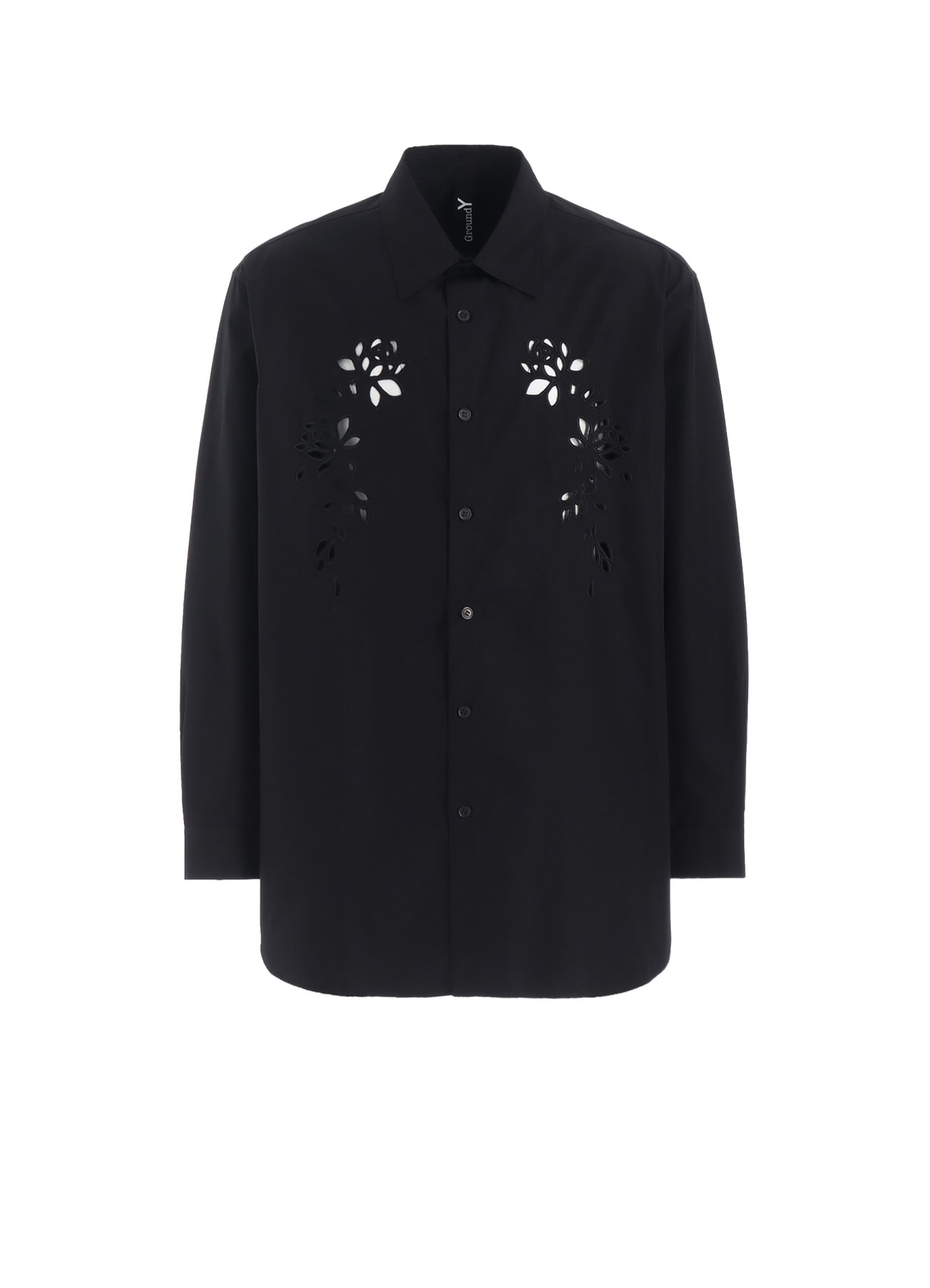 COTTON BROAD CUTWORK BIG SHIRT(FREE SIZE Black): Ground Y｜THE