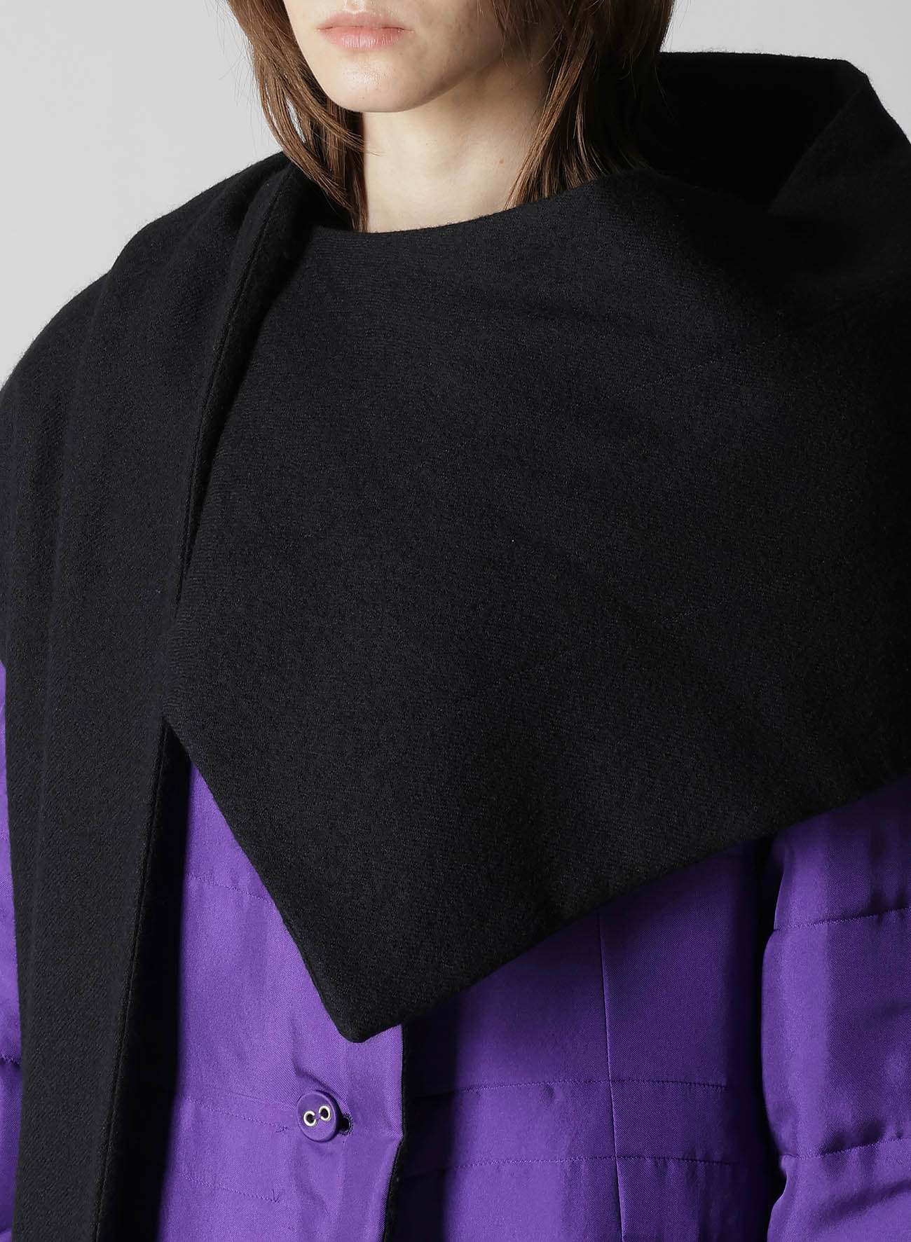 WOOL VIYELLA REVERSIBLE STOLE D COAT(XS Black): Yohji Yamamoto