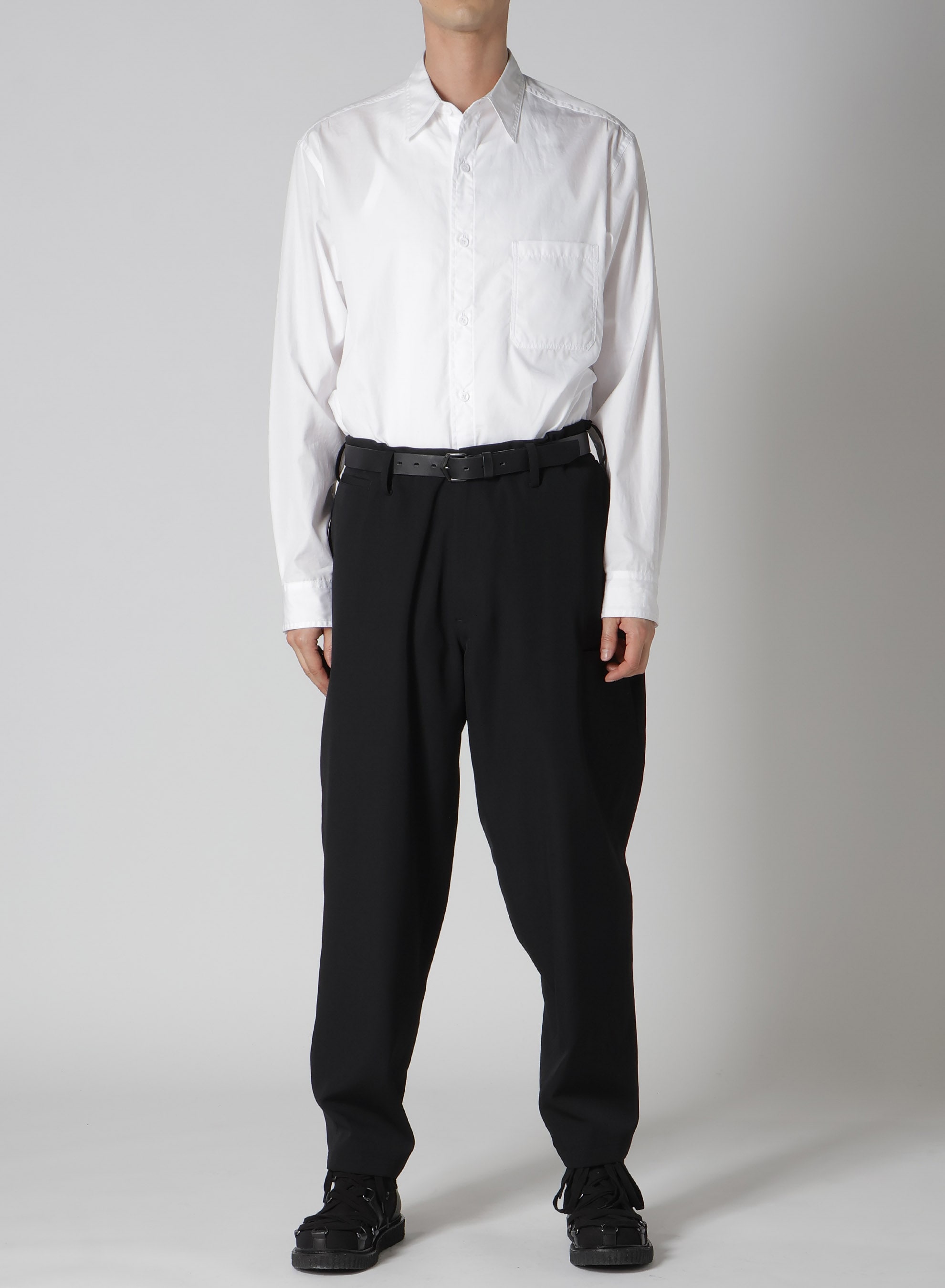 WOOL GABARDINE SIDE 3ST TUCK PANTS(S BLACK): Vintage｜Special