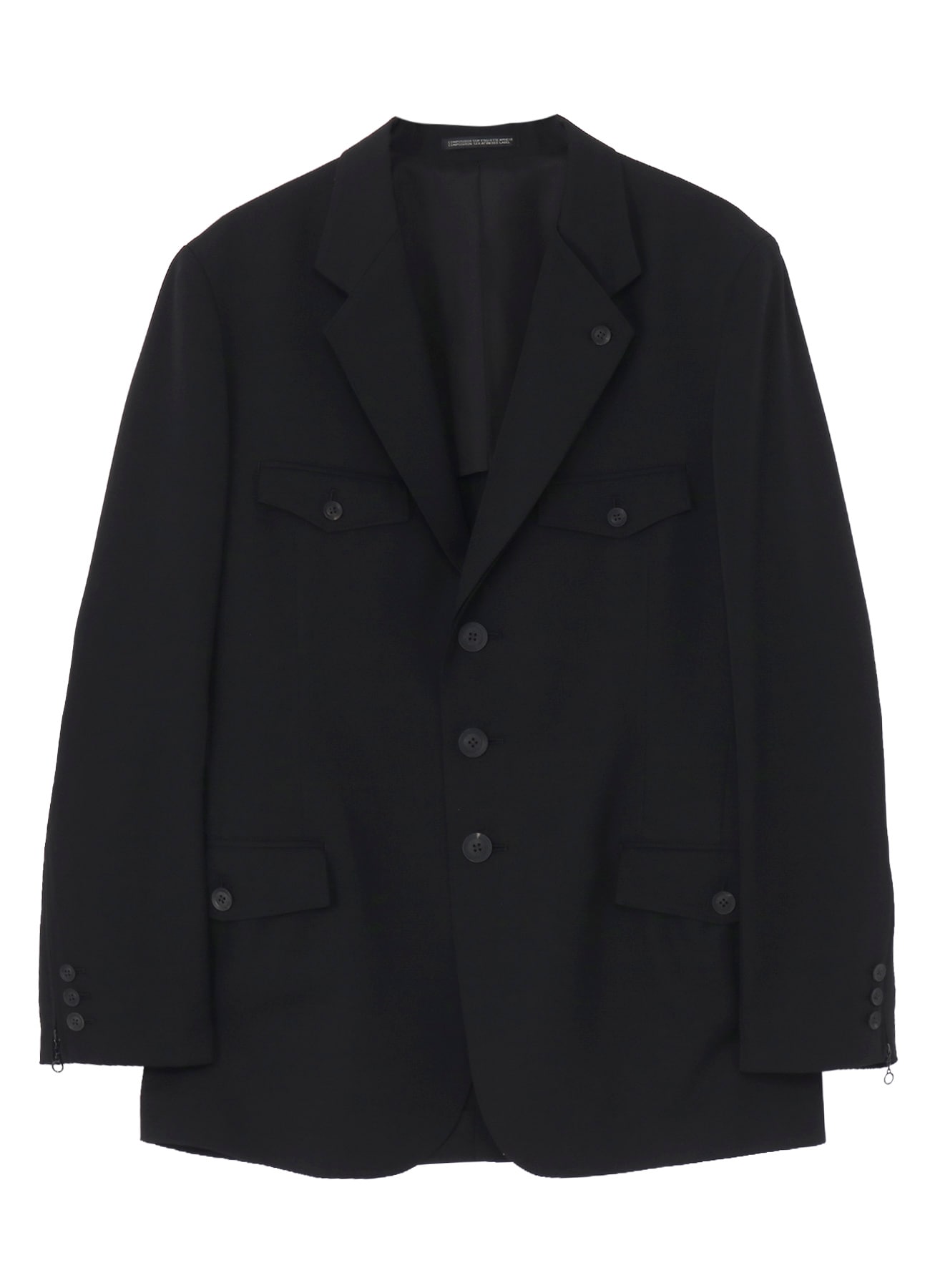 WOOL GABARDINE DOUBLE LEFT LAPEL DOUBLE JACKET(S Black): Yohji