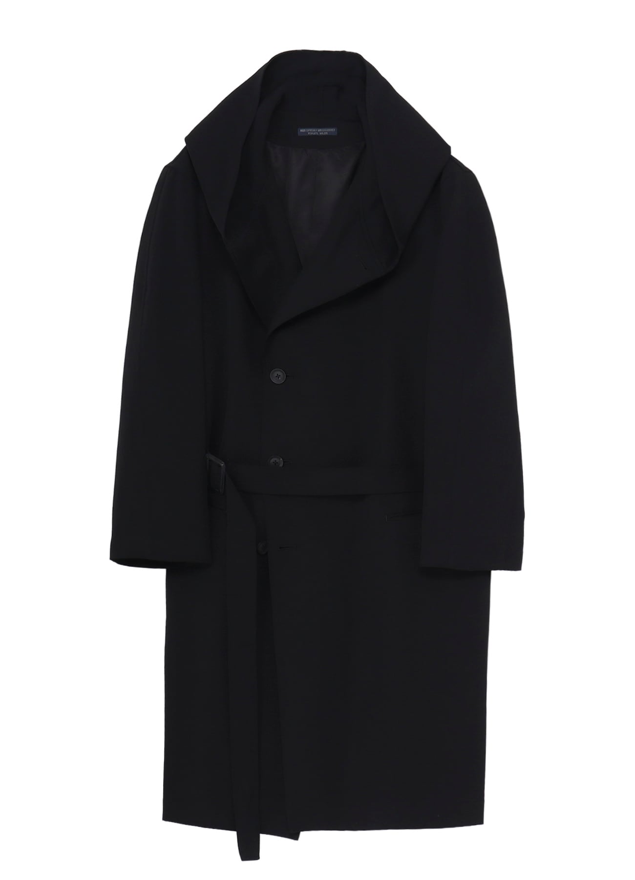REGULATION GABARDINE 4BUTTONS HOODED COAT(S Black): Yohji Yamamoto