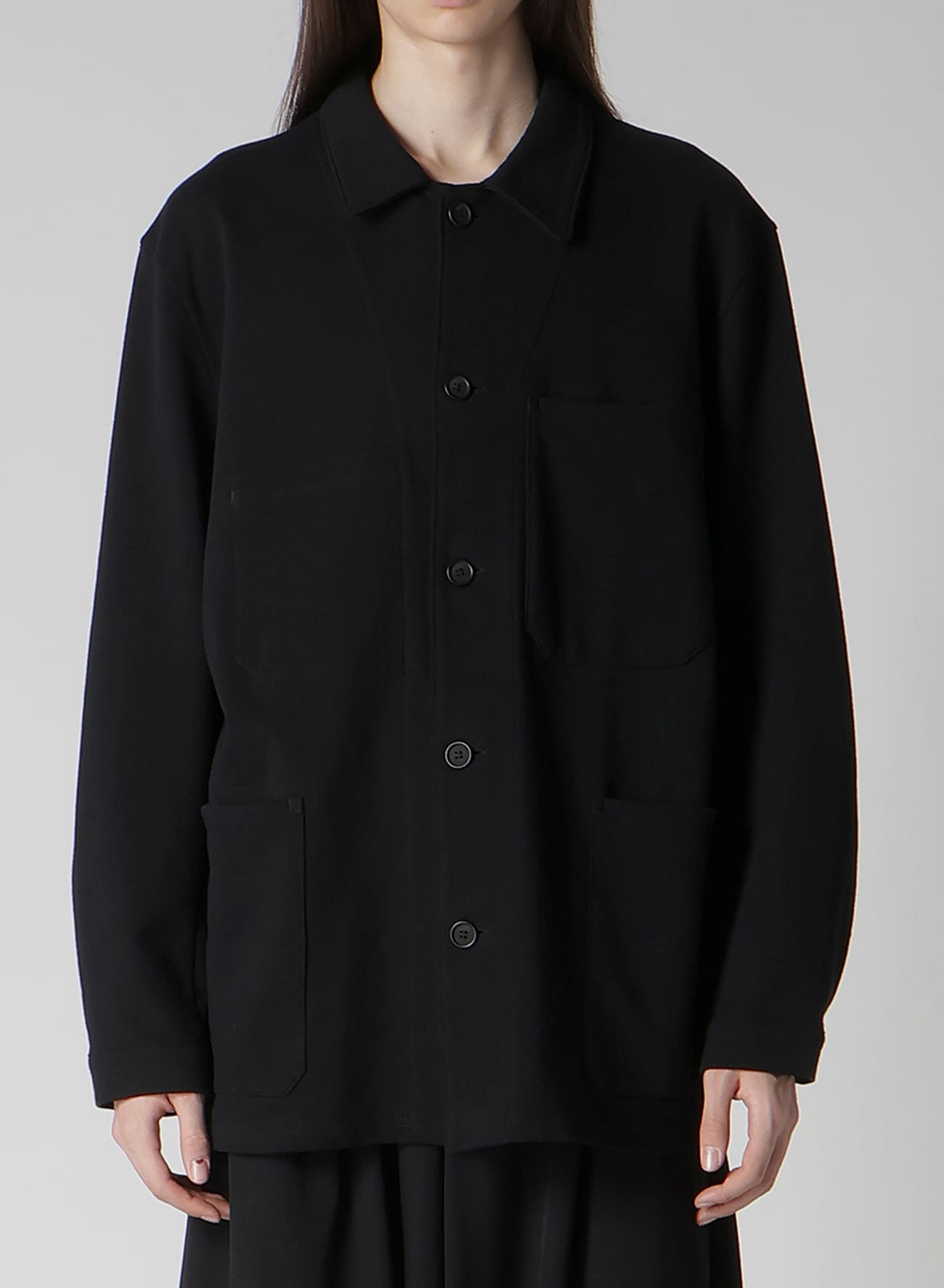 REGULATION FRENCH TERRY SHIRT JACKET(FREE SIZE Black): Yohji