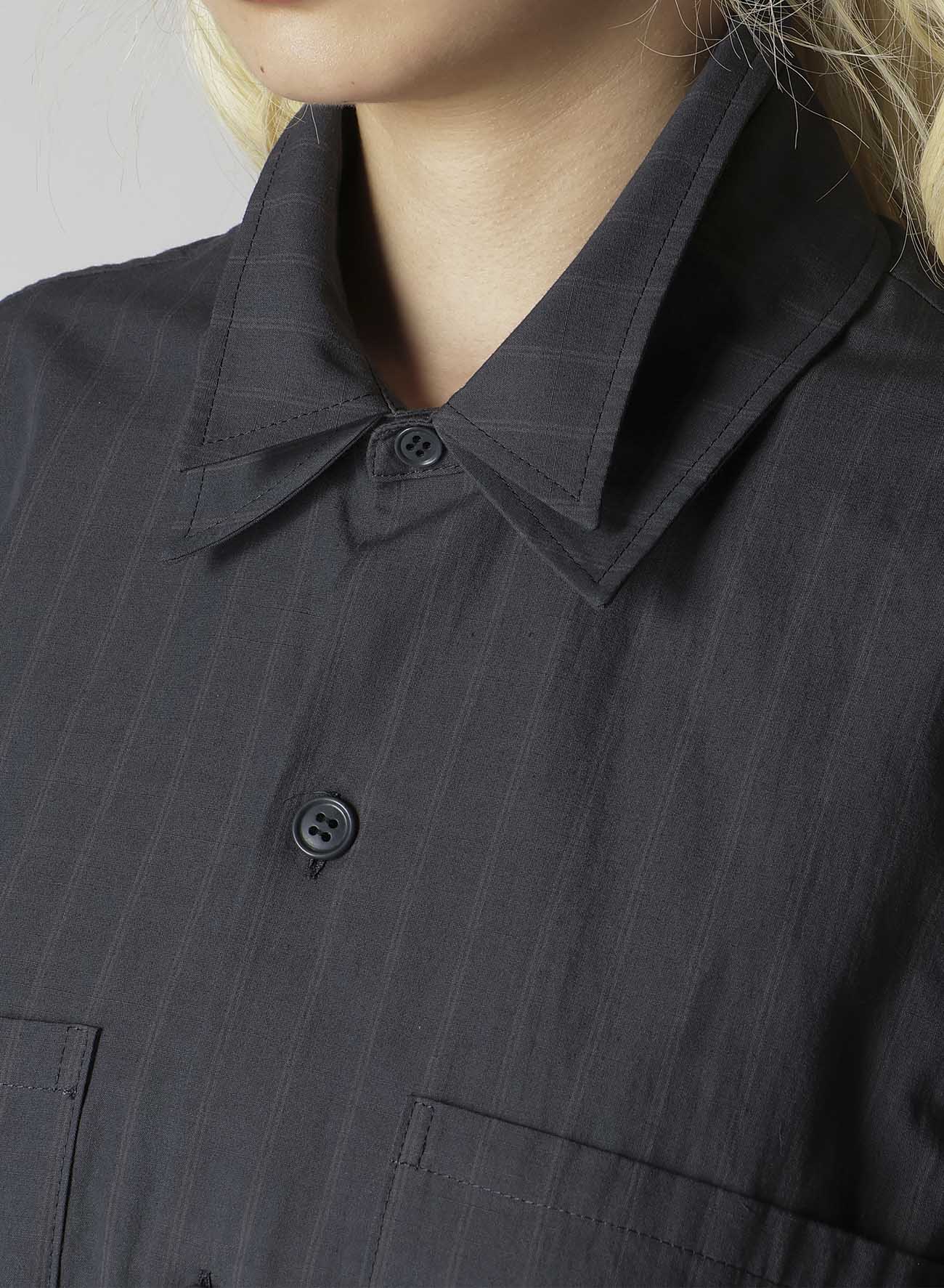 GREY STRIPE DOUBLE COLLAR SHIRT(S Gray): Vintage｜Special Price