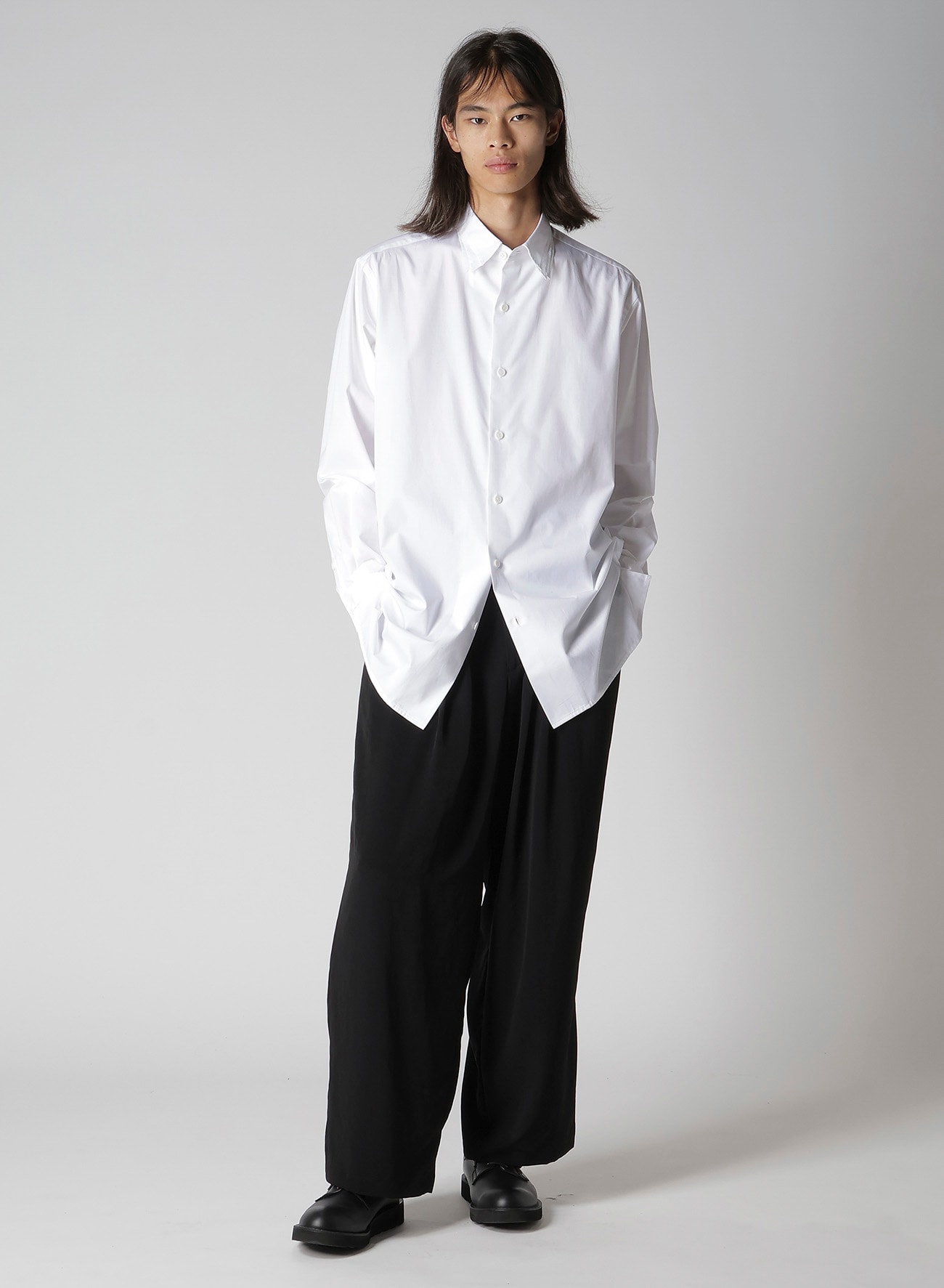 100/2 BROAD SHIRT WITH TRIPLE COLLAR(S White): Y's for men｜THE