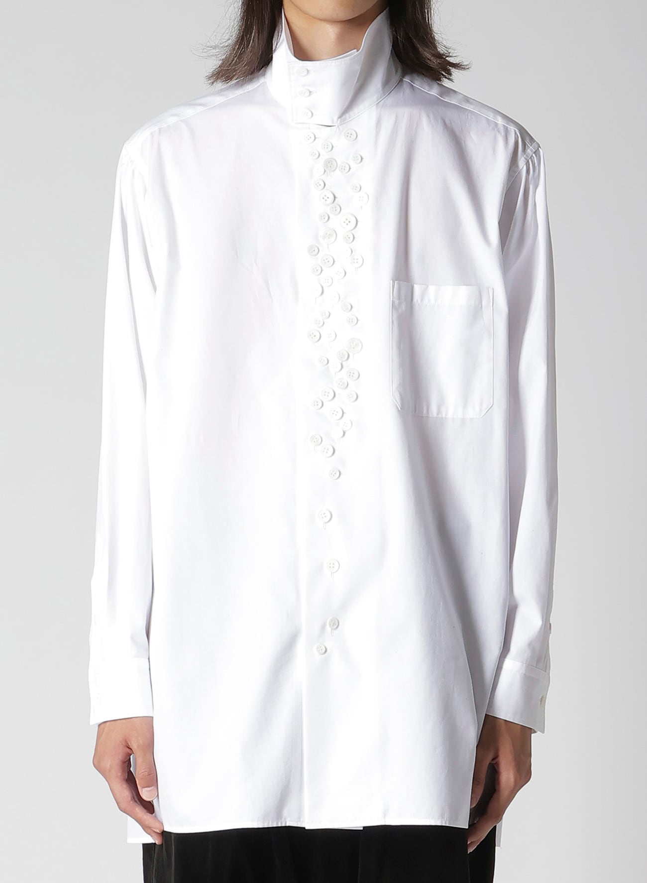 100/2 BROAD LONG SLEEVE SHIRT WITH MANY BUTTONS(S White): Y's for