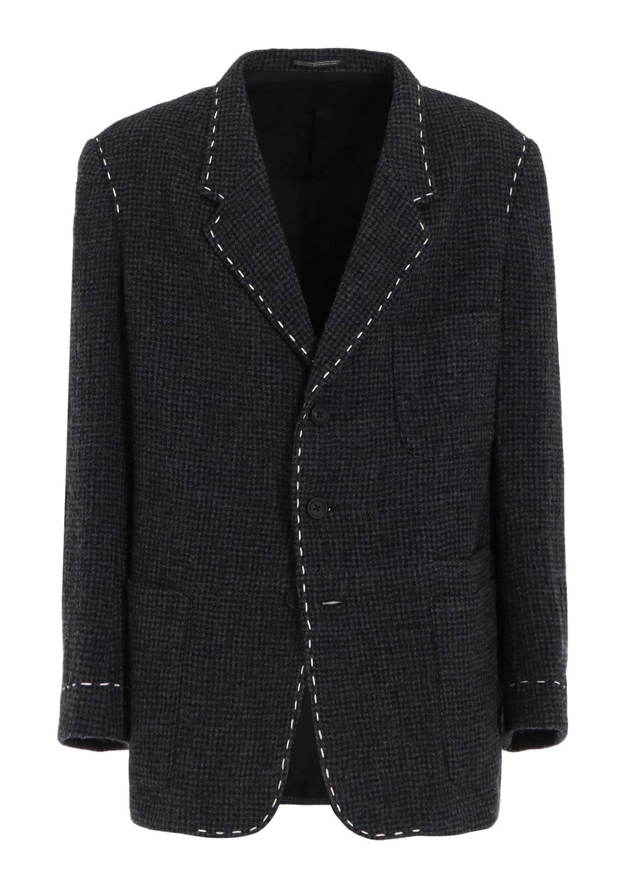 HOUNDSTOOTH JACKET WITH LEFT PANEL AND HAND STITCH(S Black