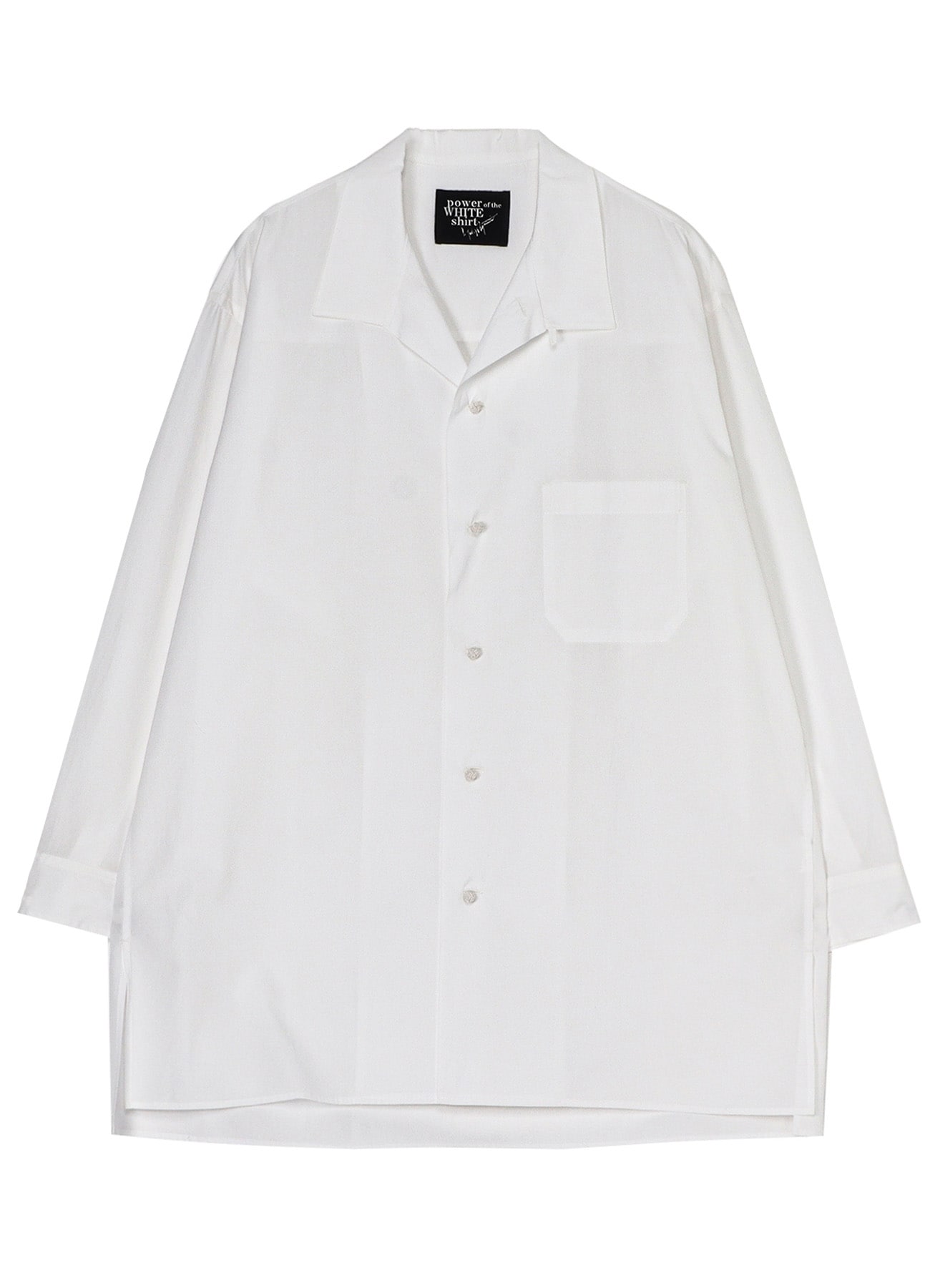P・100/2 BROAD KNOT BUTTONS OPEN COLLAR SHIRT(S WHITExWHITE