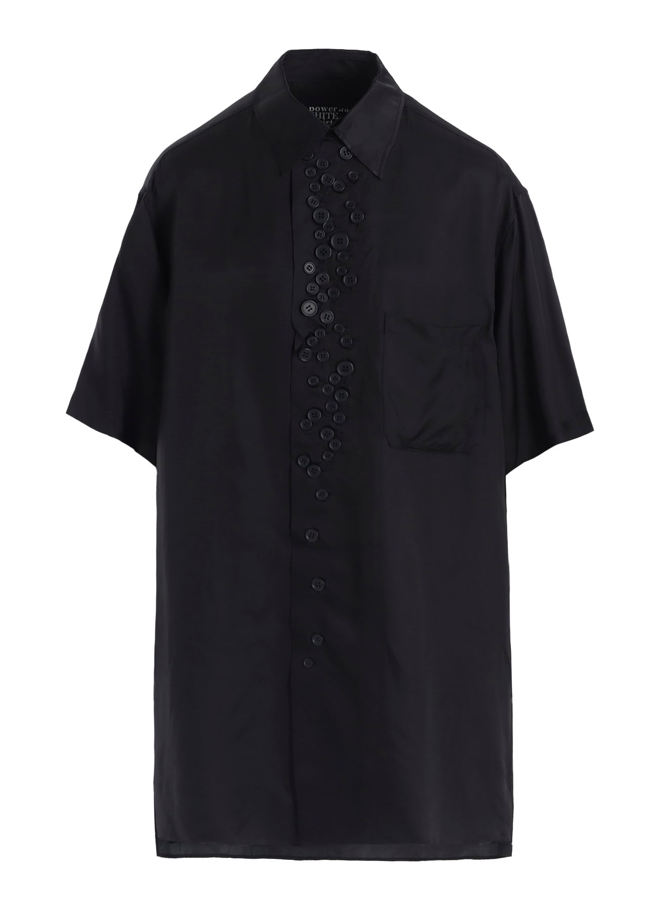 P・CUPRO SHORT SLV MANY BUTTONS SHIRT(S Black): power of the WHITE