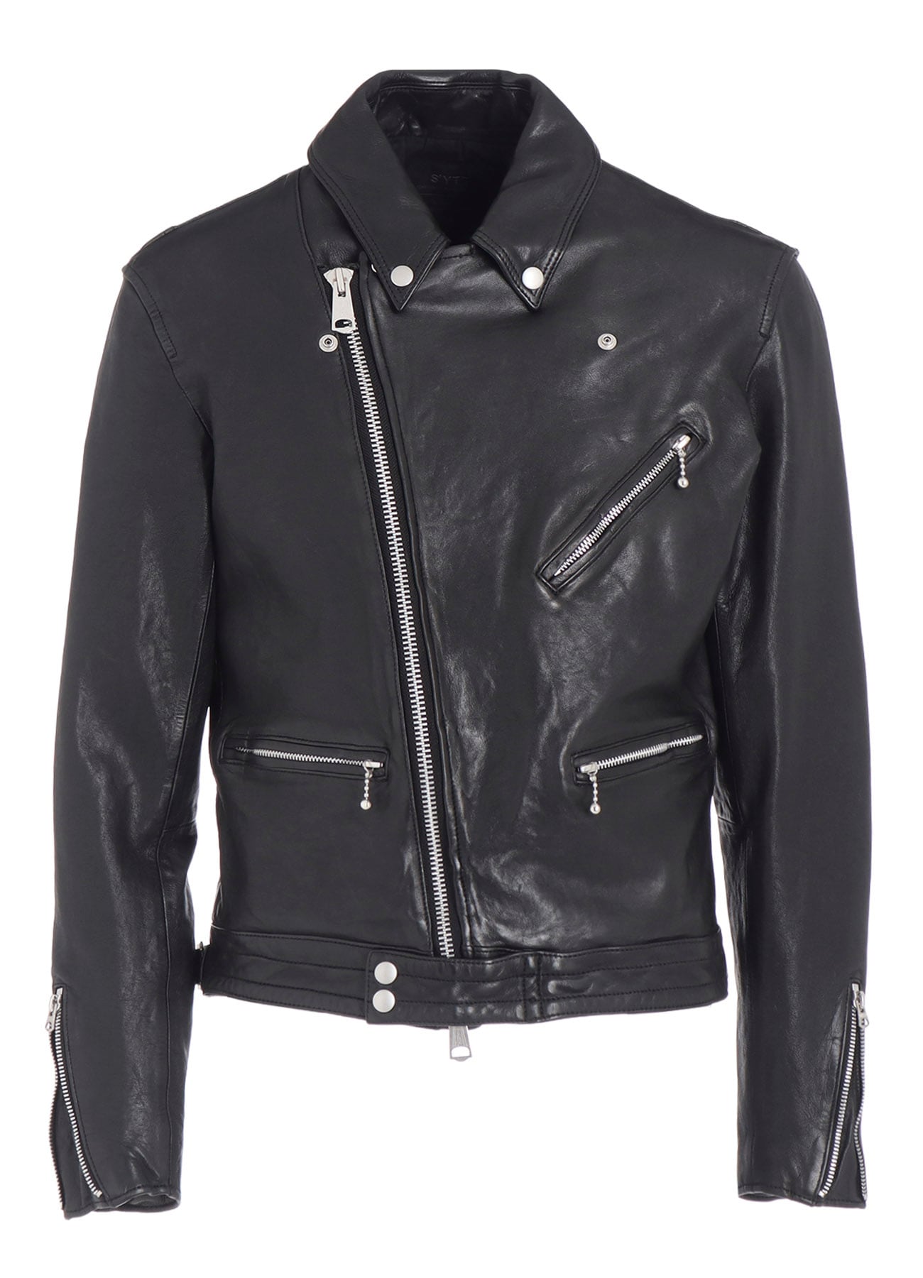 WASHED SHEEP LEATHER CLASSIC DOUBLE RIDERS JACKET(S Black): S'YTE