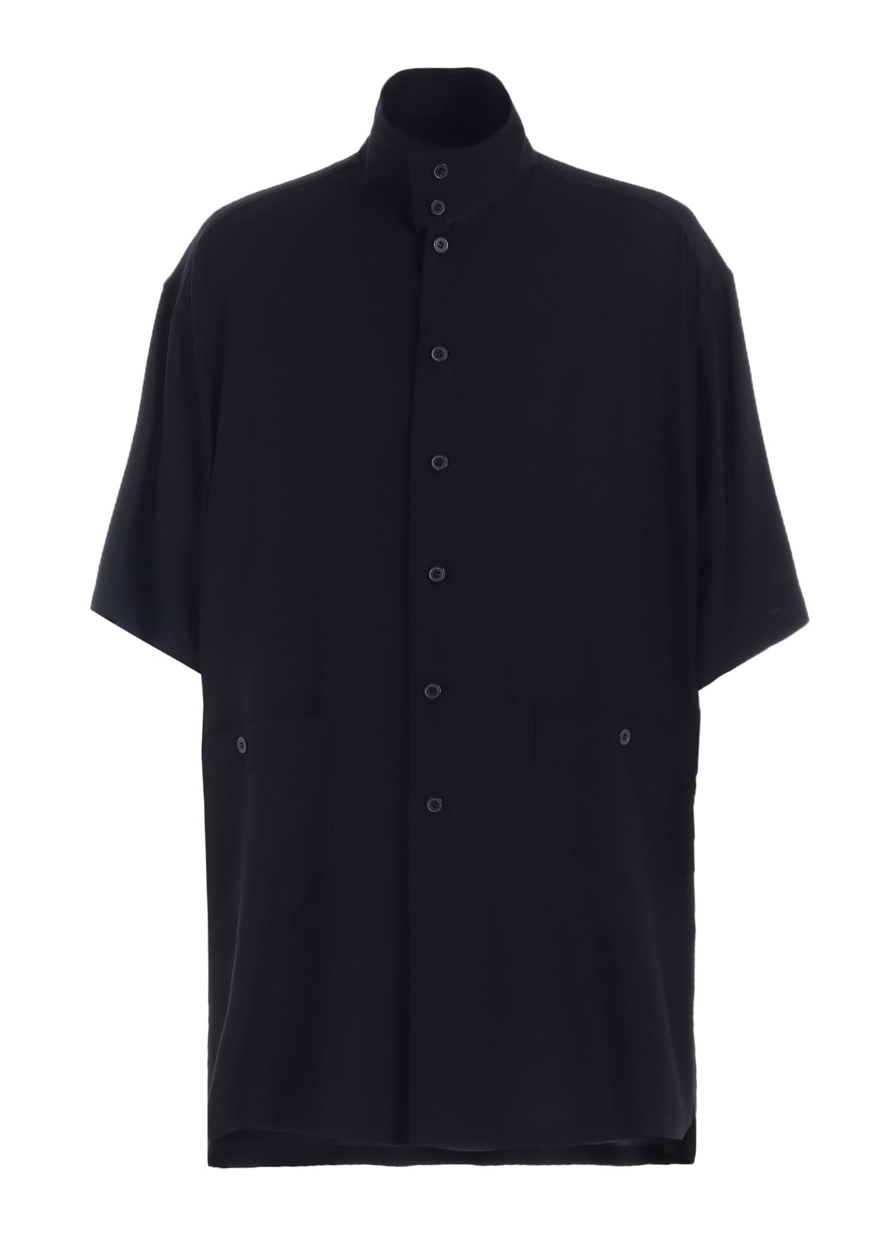 RAYON TWILL OVERSIZED STAND COLLAR SHIRT(M Black): S'YTE｜THE SHOP