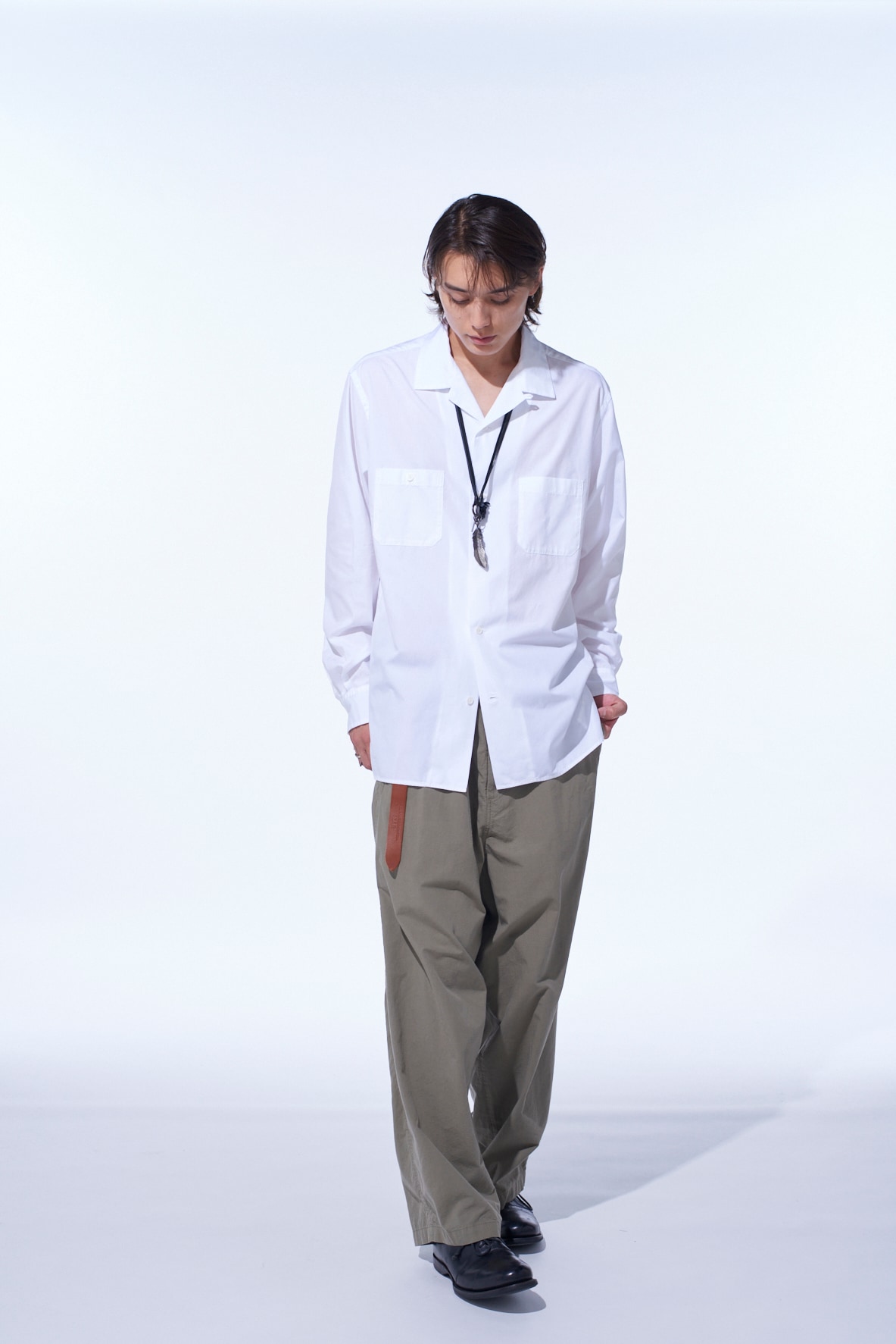 COTTON BROAD LOOSE-FIT OPEN COLLAR SHIRT(M White): S'YTE｜THE SHOP