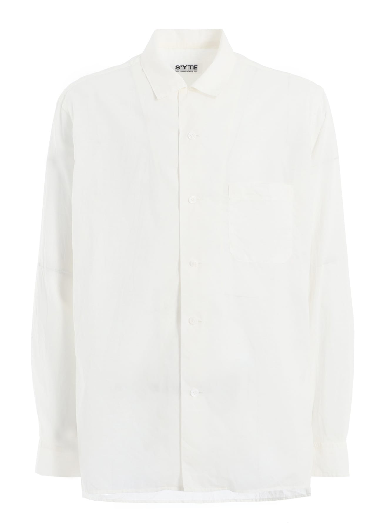 COTTON SILK LOAN LOOSE-FIT OPEN COLLAR SHIRT(M White): S'YTE｜THE