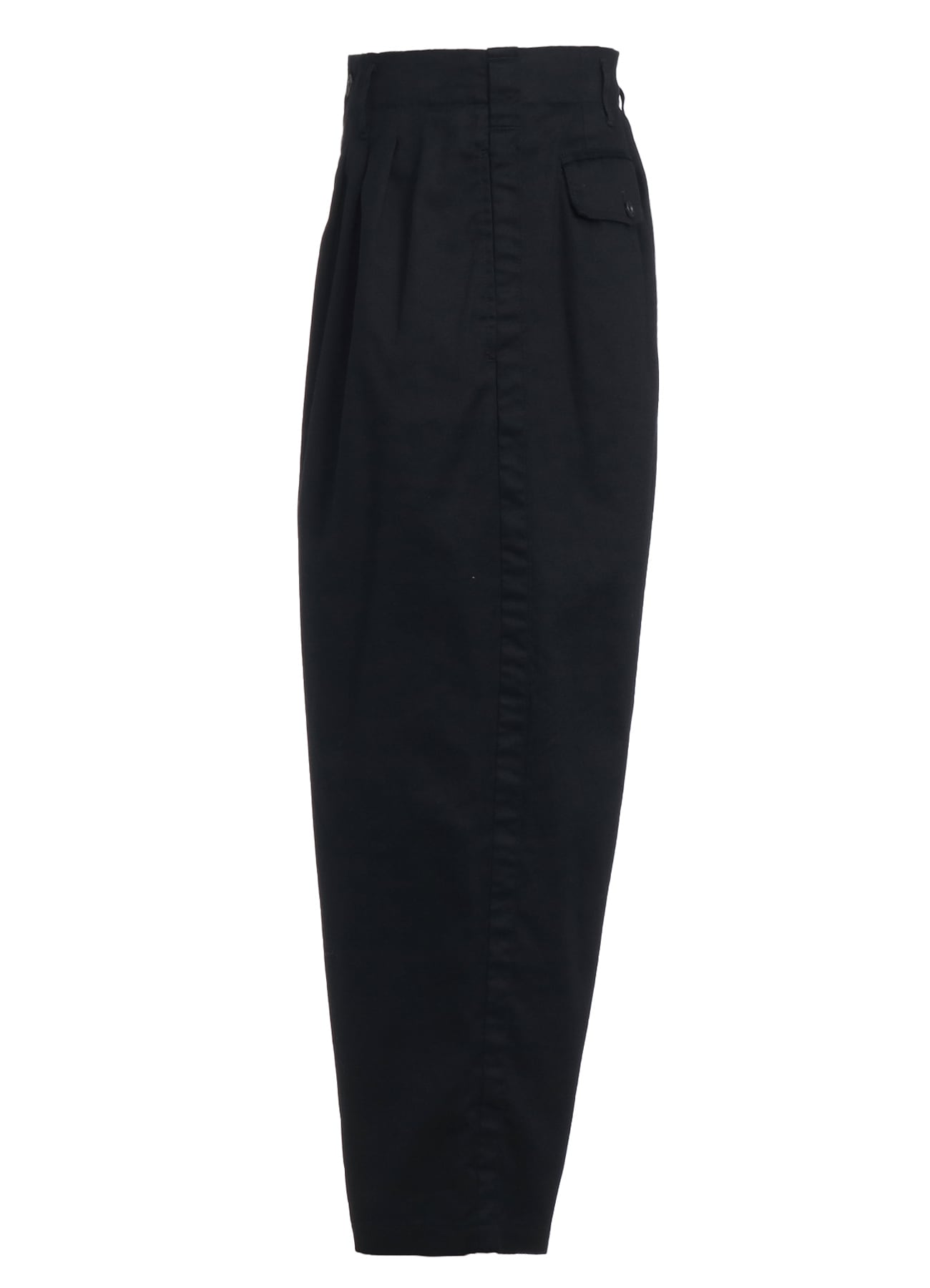 COTTON TWILL 3-TUCK WIDE TROUSERS WITH SIDE STRIPES(M Black): S