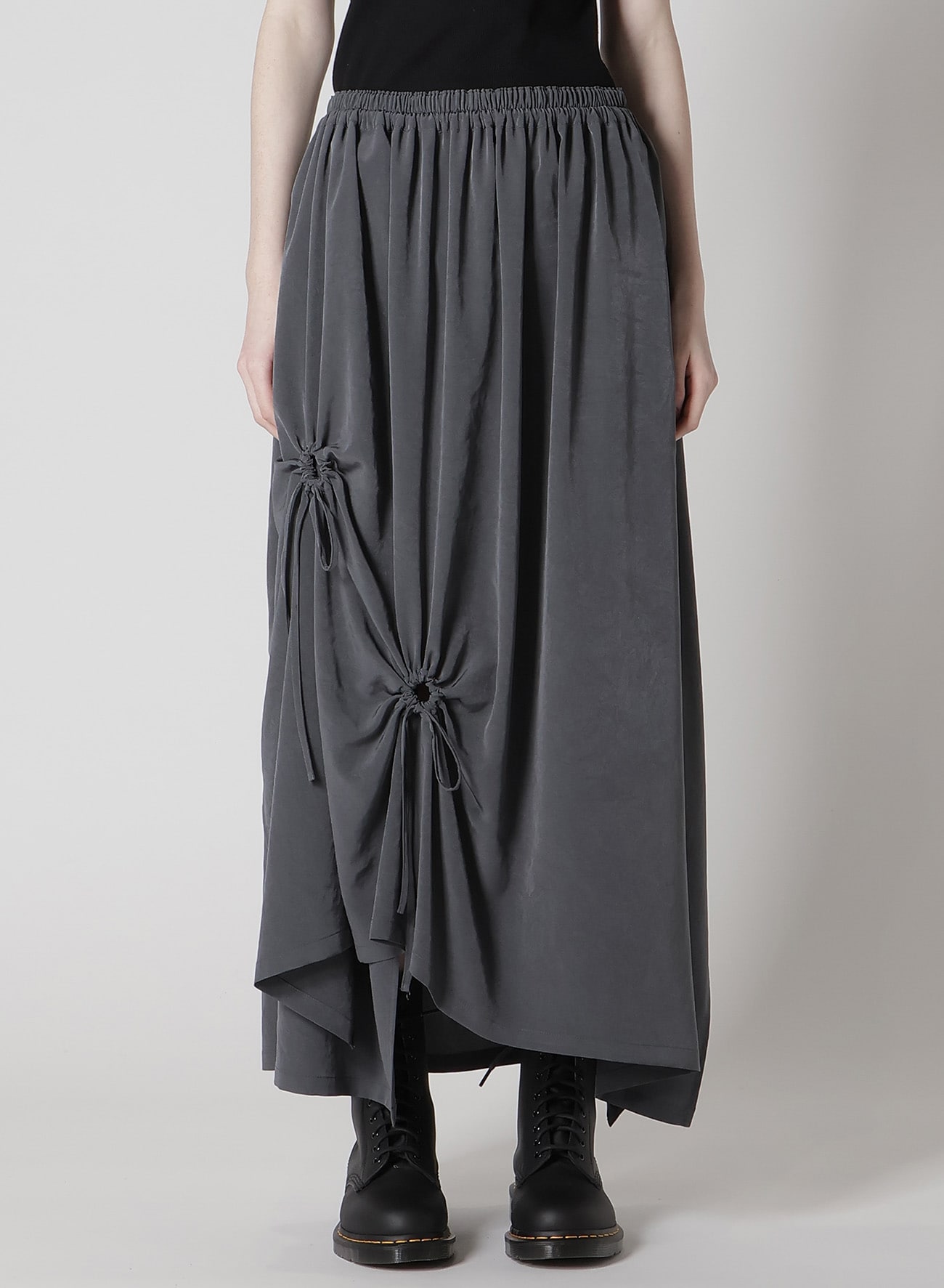 CREPE de CHINE CIRCLE GATHERED SKIRT(XS Khaki): Y's｜THE SHOP