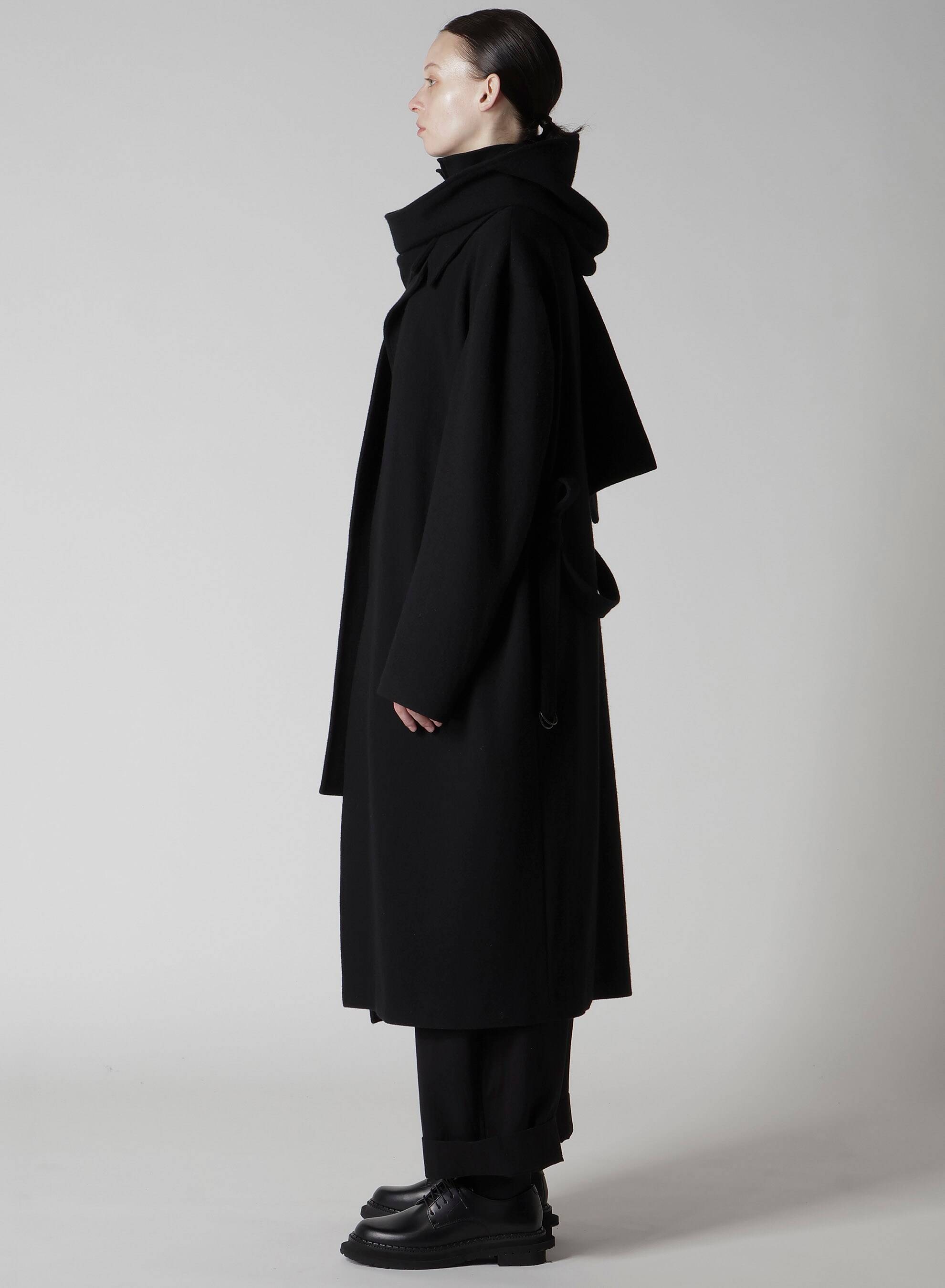 TOP VINTAGE FLANNEL HOODIE SCARF JACKET(XS Black): Soldes｜THE