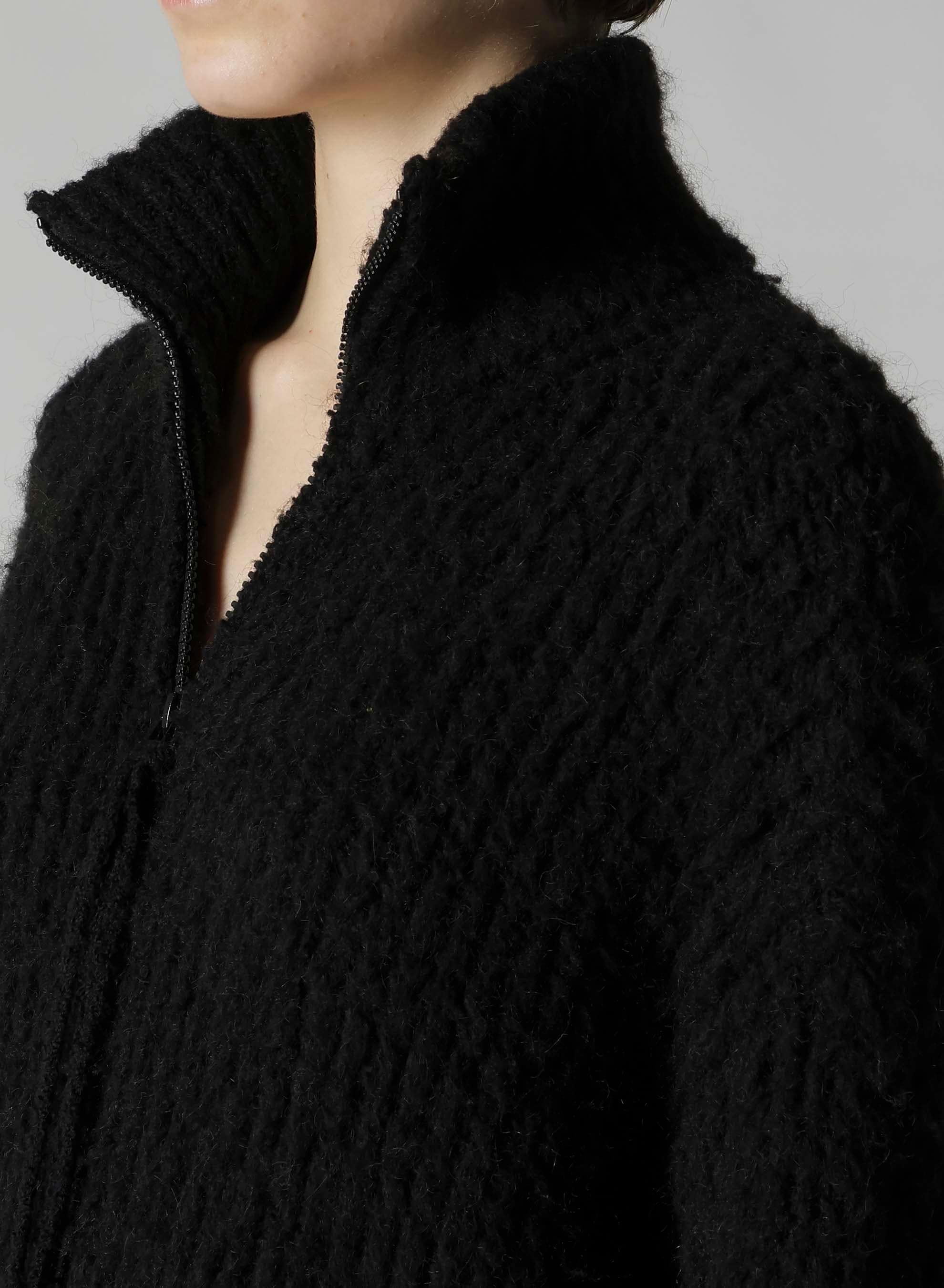 FLEECE RAISED ZIP-UP CARDIGAN(S Black): Soldes｜THE SHOP YOHJI
