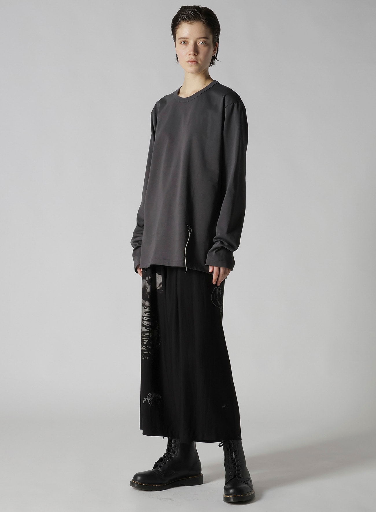 HARD TWISTED JERSEY Y'S STITCH LONG SLEEVE BIG T(L Grey): Y's｜THE