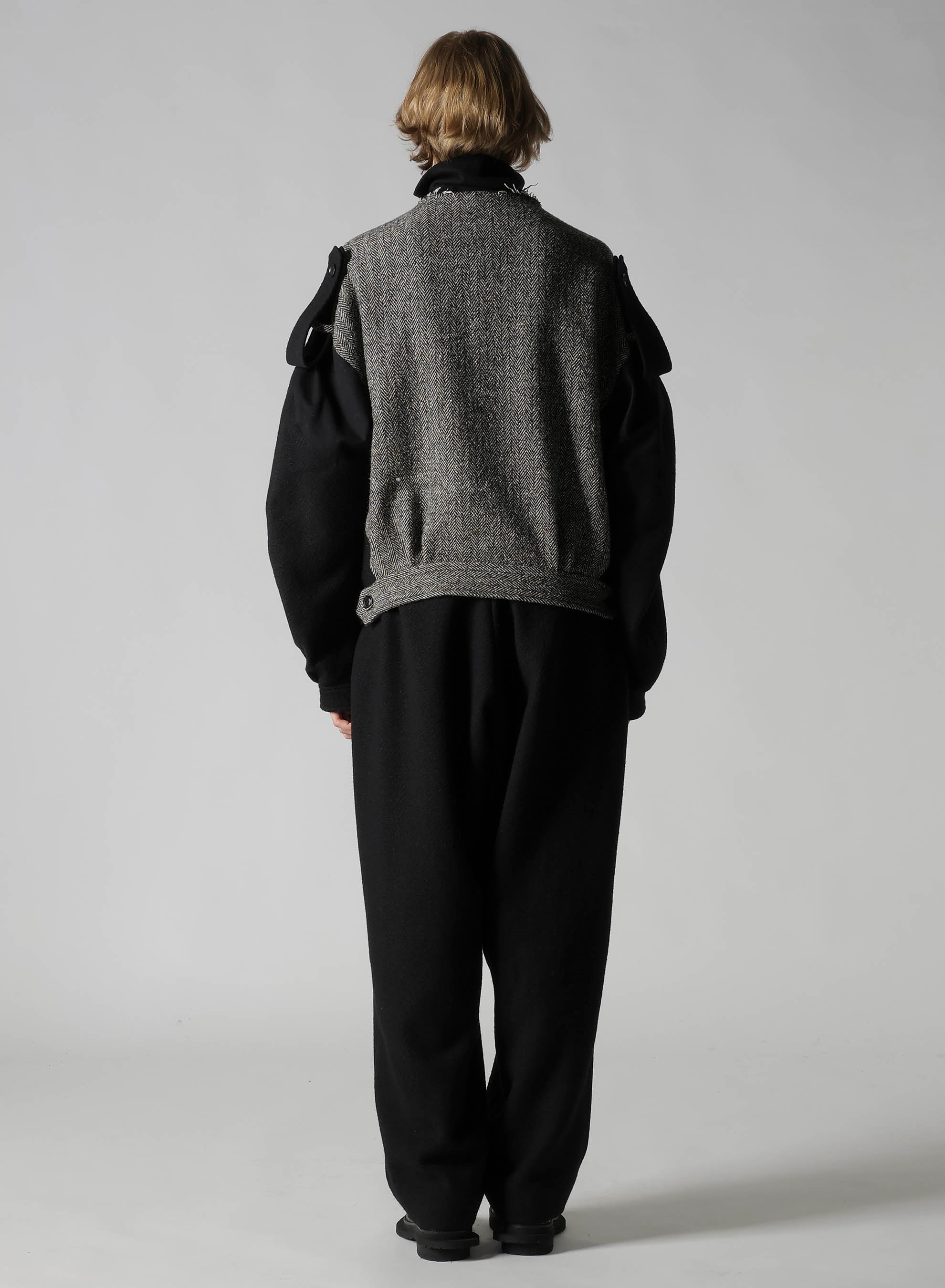 BIG HERRINGBONE COLLARLESS BLOUSON(XS Black): Vintage｜Special