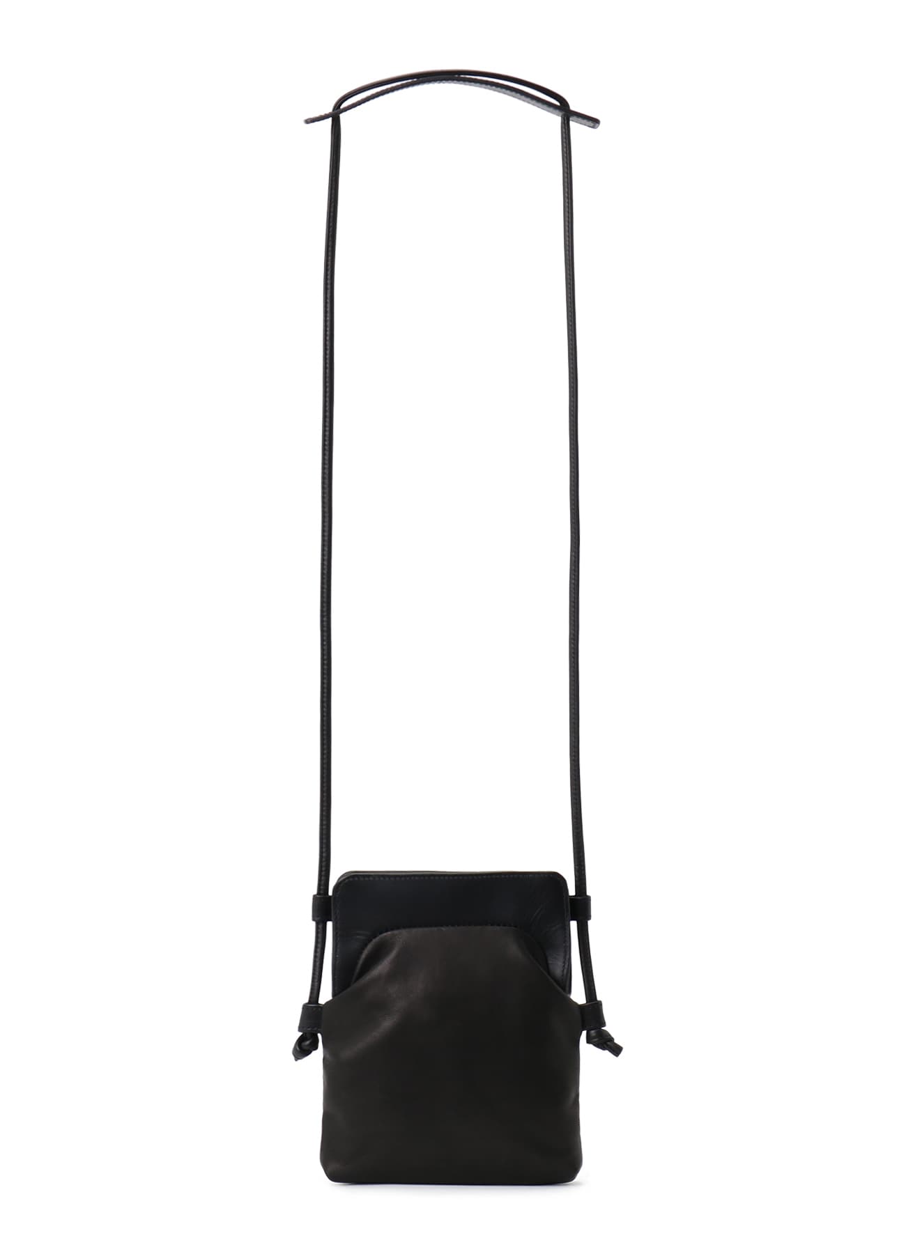 SMOOTH LEATHER COMBINATION CLASP BAG (S)(FREE SIZE Black): Y's