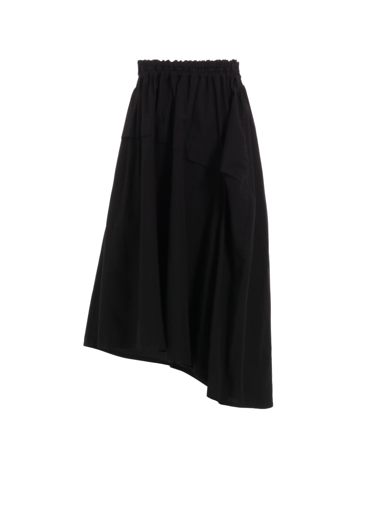COTTON BROAD GARMENT DYEING RIGHT TUCKED ASYMMETRIC SKIRT(S Black