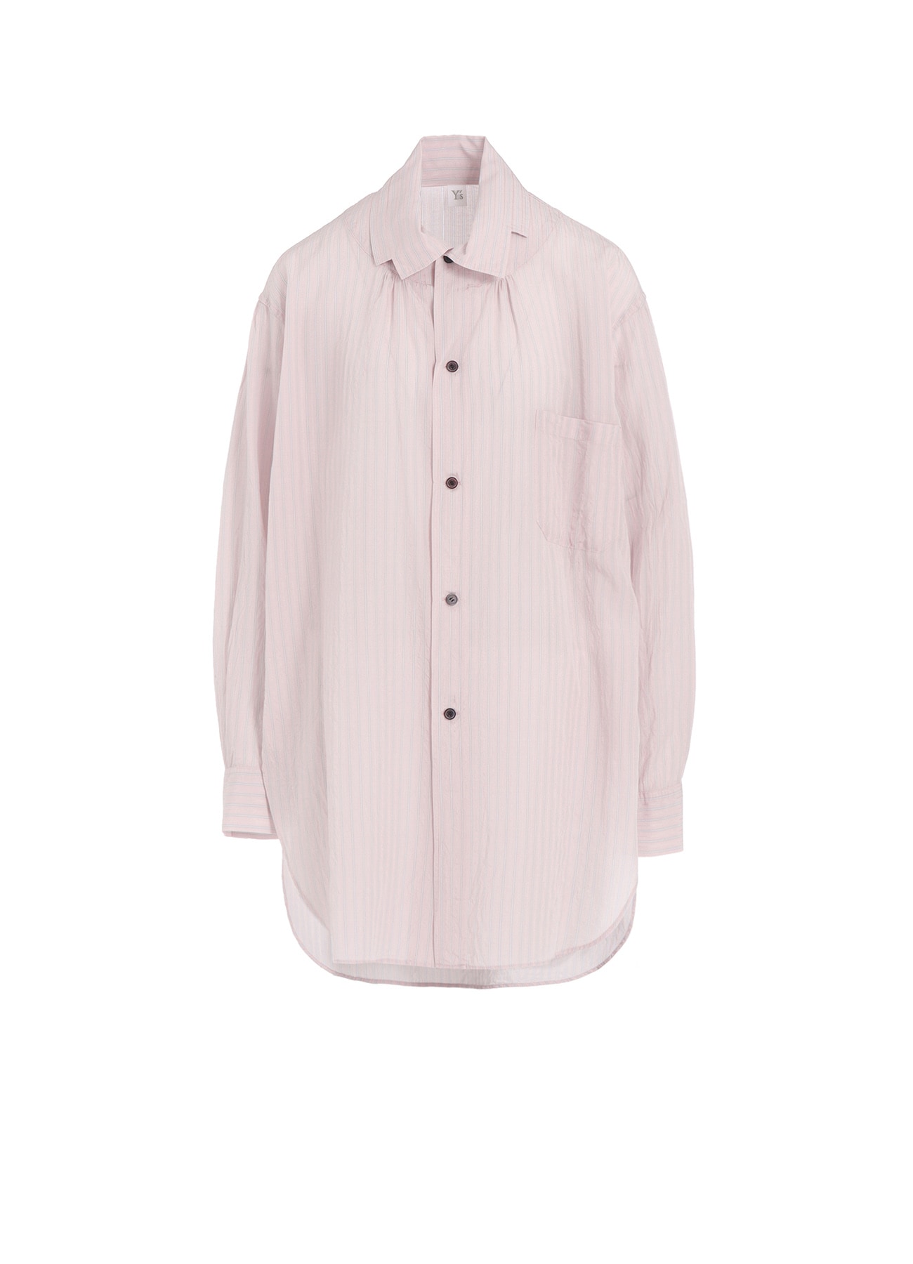 CELLULOSE STRIPE SQUARE-COLLAR SHIRT(XS Pink): Y's｜THE SHOP YOHJI