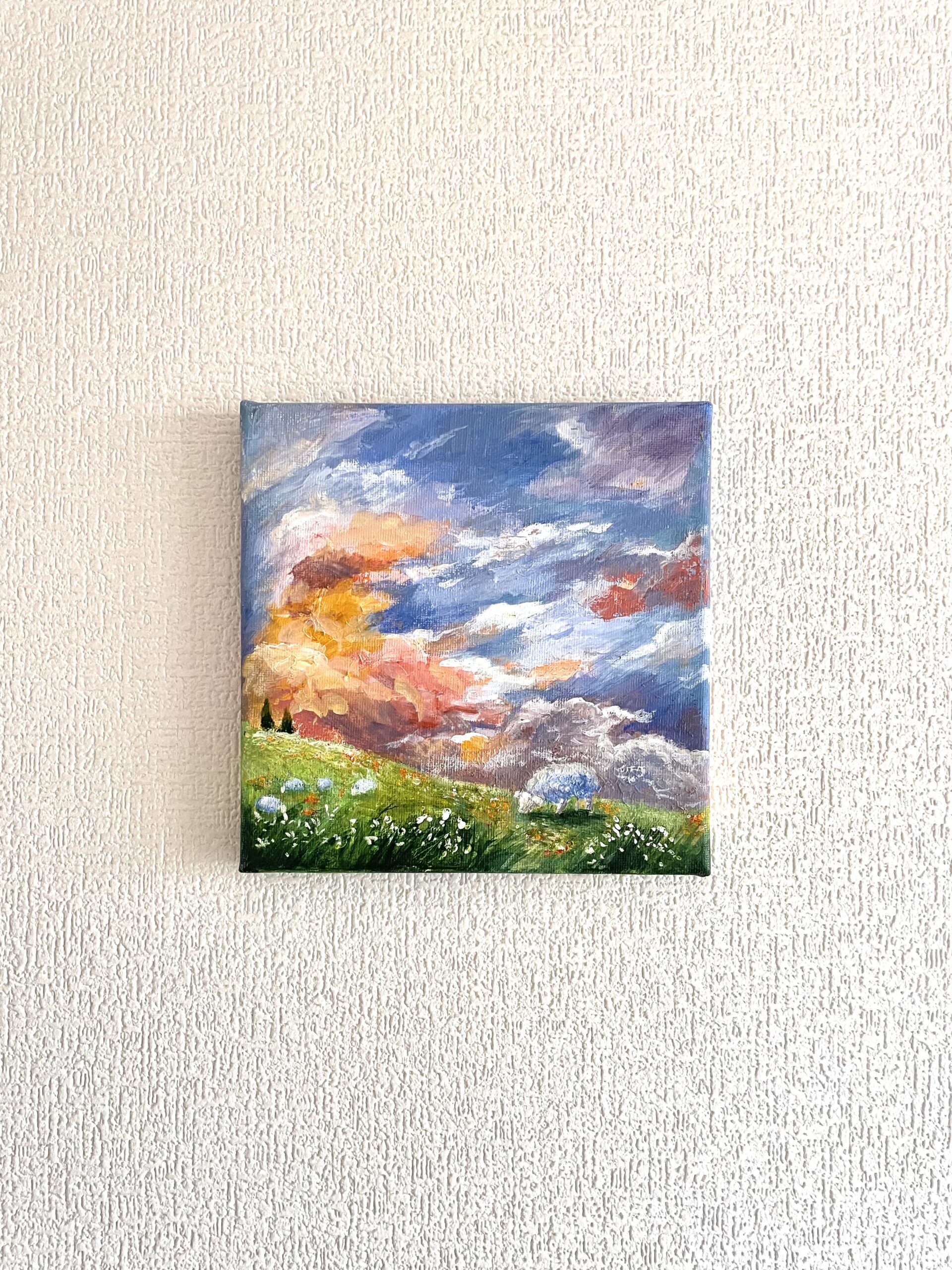 アクリル原画】羊の幸せな時間 | 棉月 水香子【Mikako Watatuki