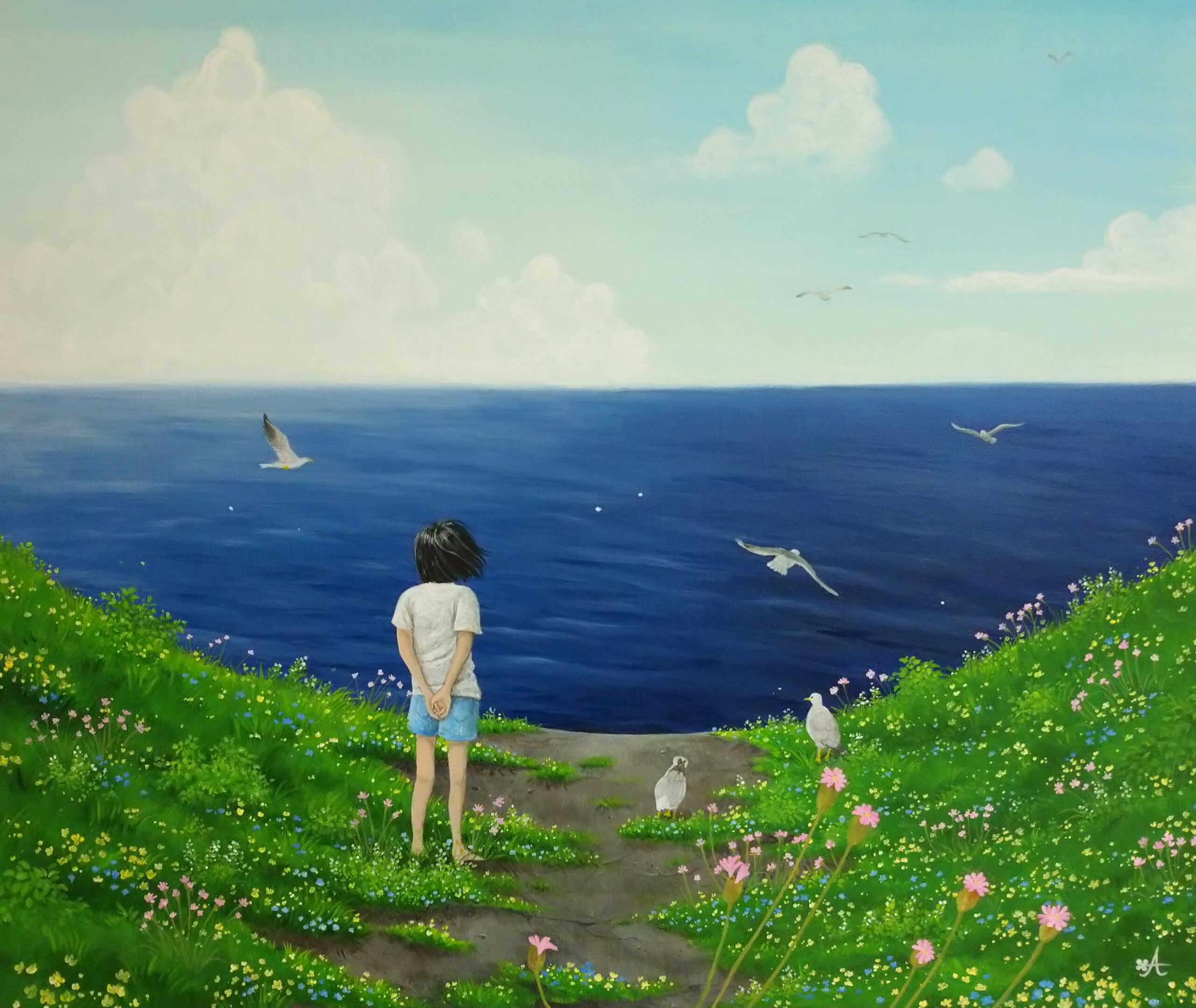 海を眺める少女 | 宇野 ありさ ｜インテリア絵画 アートの専門通販
