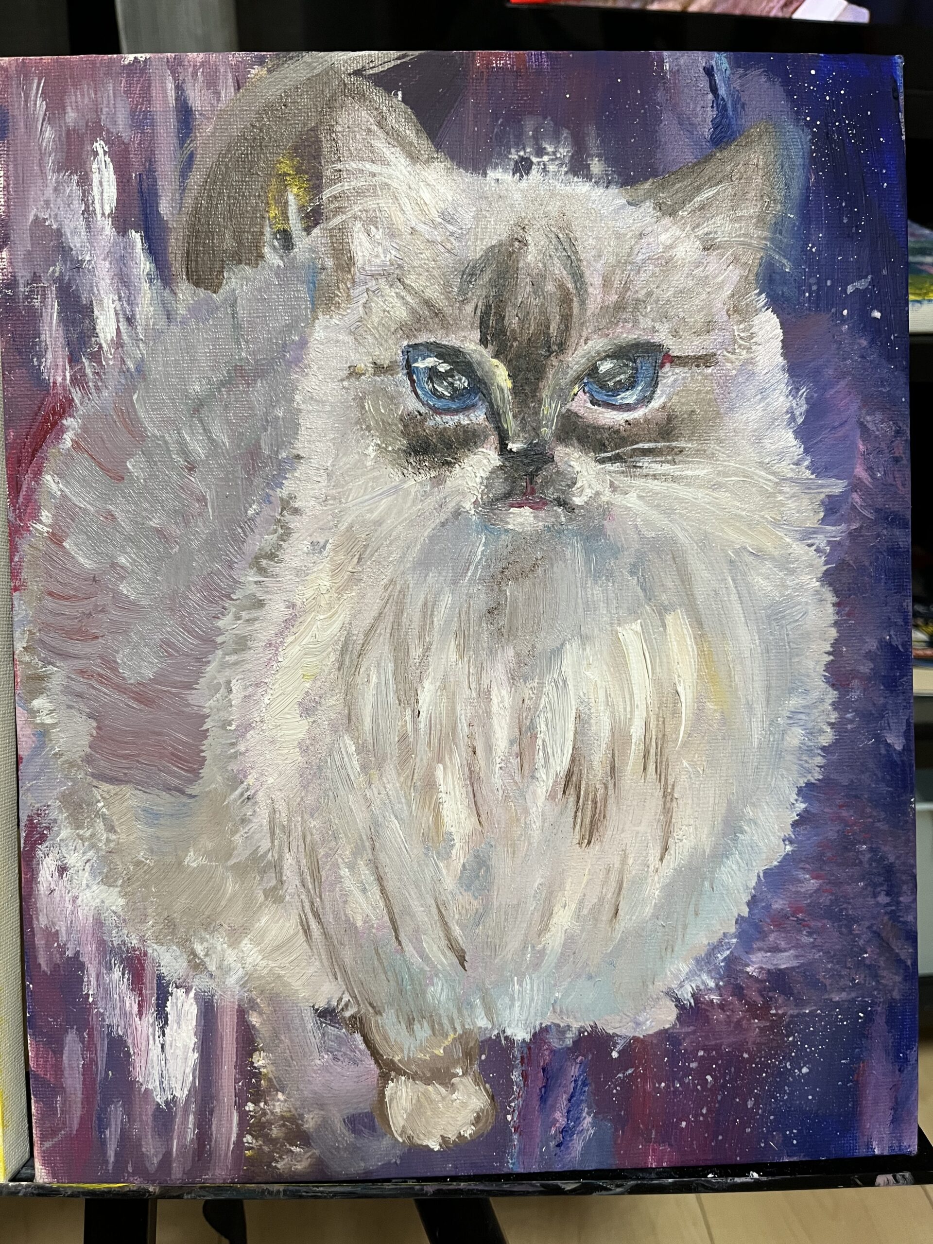 青い目の猫 | 伽村おこめ ｜インテリア絵画 アートの専門通販