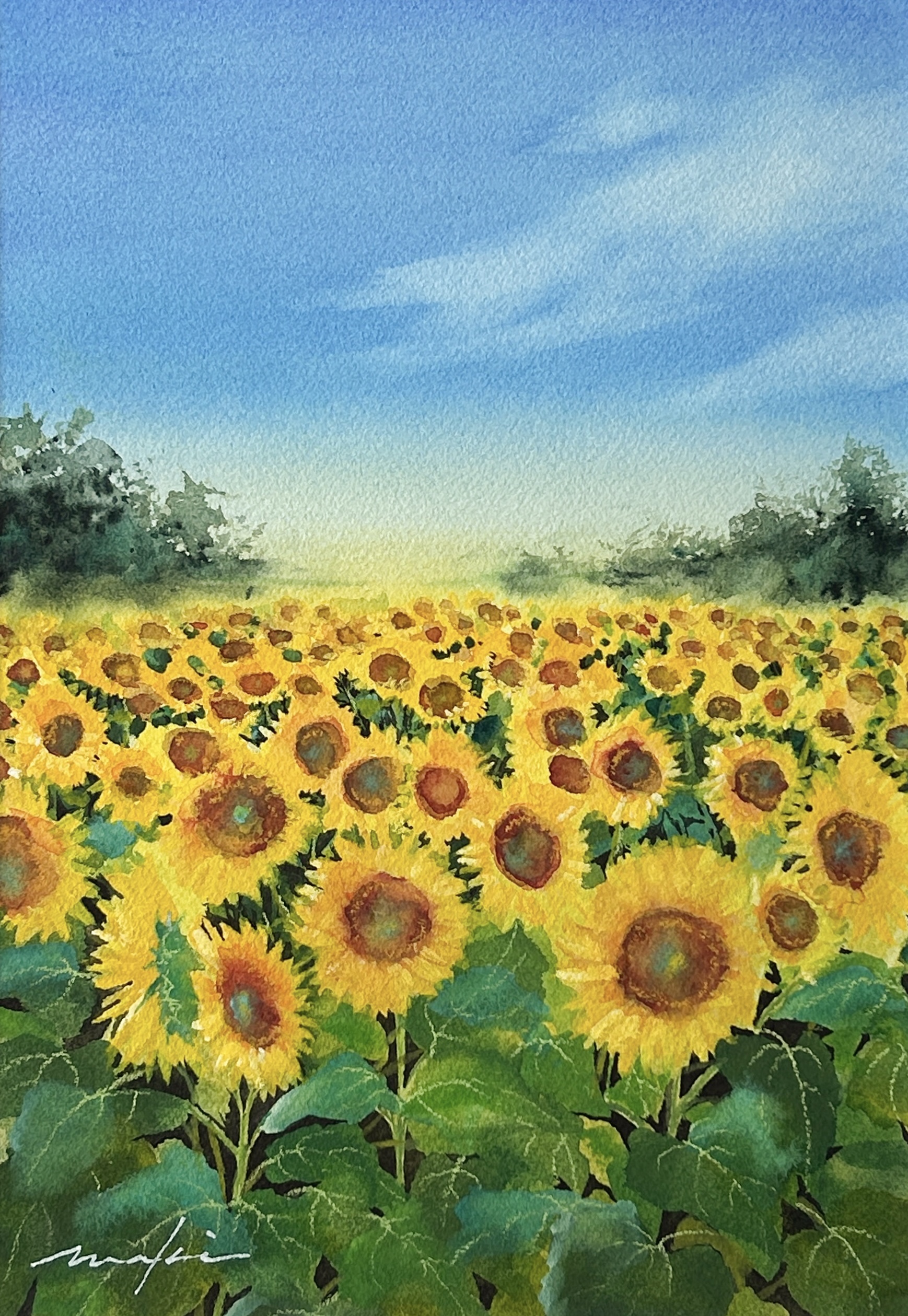 向日葵畑 | Maki Miyagawa ｜インテリア絵画 アートの専門通販