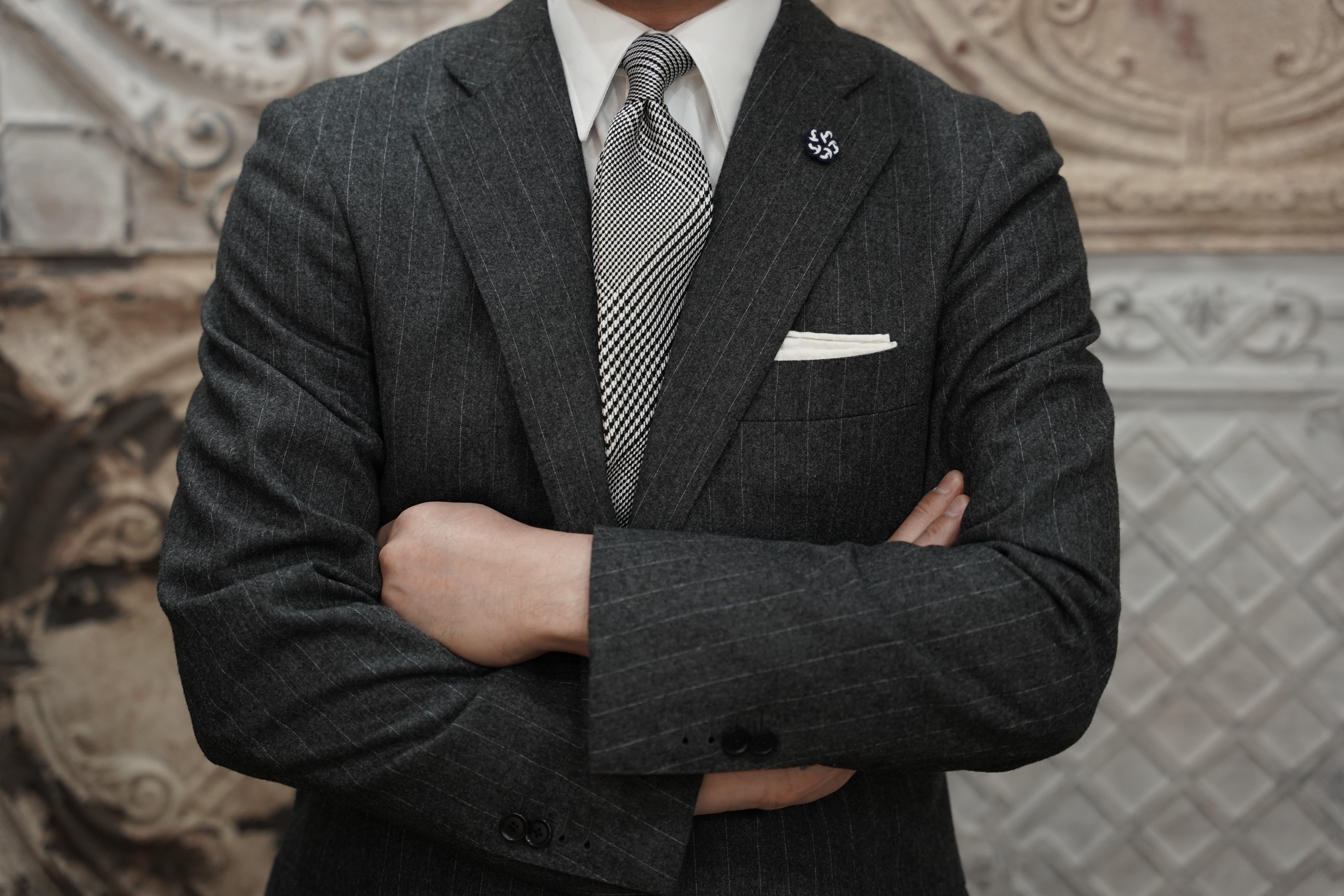 ビックグレンチェック ネクタイ 丹後産 ハンドロール加工 Big Glen