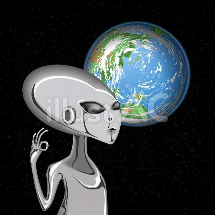 地球 惑星 宇宙人 OKイラスト - No: 2071867｜無料イラスト・フリー