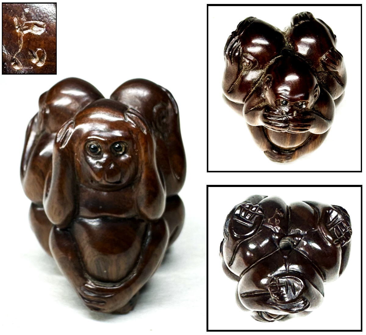 楽天市場】猿 根付（東洋彫刻｜彫刻）：アート・美術品・骨董品・民芸