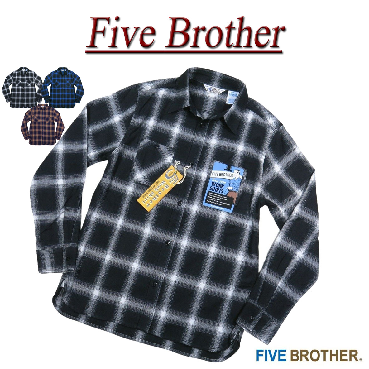 楽天市場】ファイブブラザー ネルシャツの通販