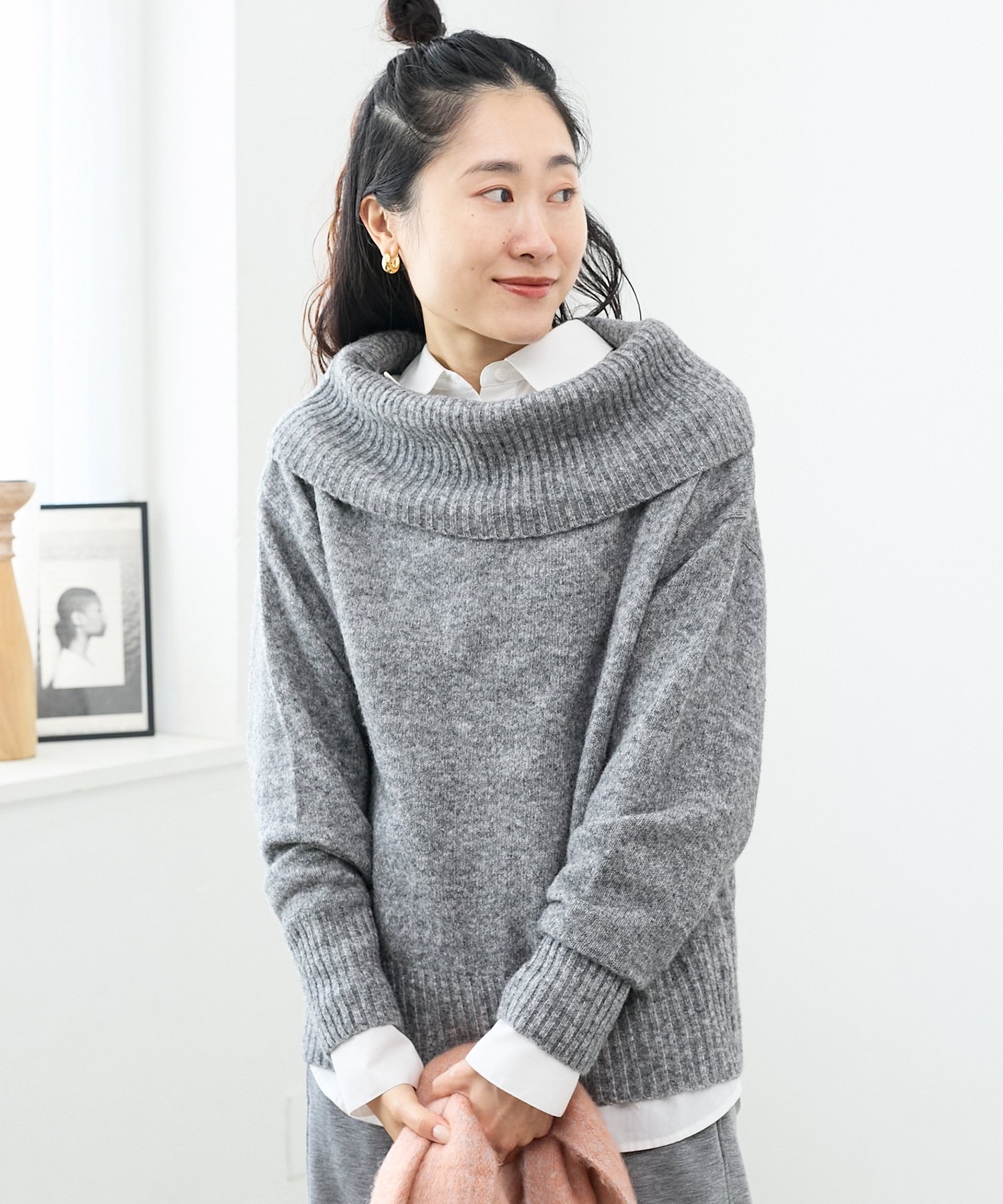 楽天市場】オフタートル ニット（カラーグレー）（レディース