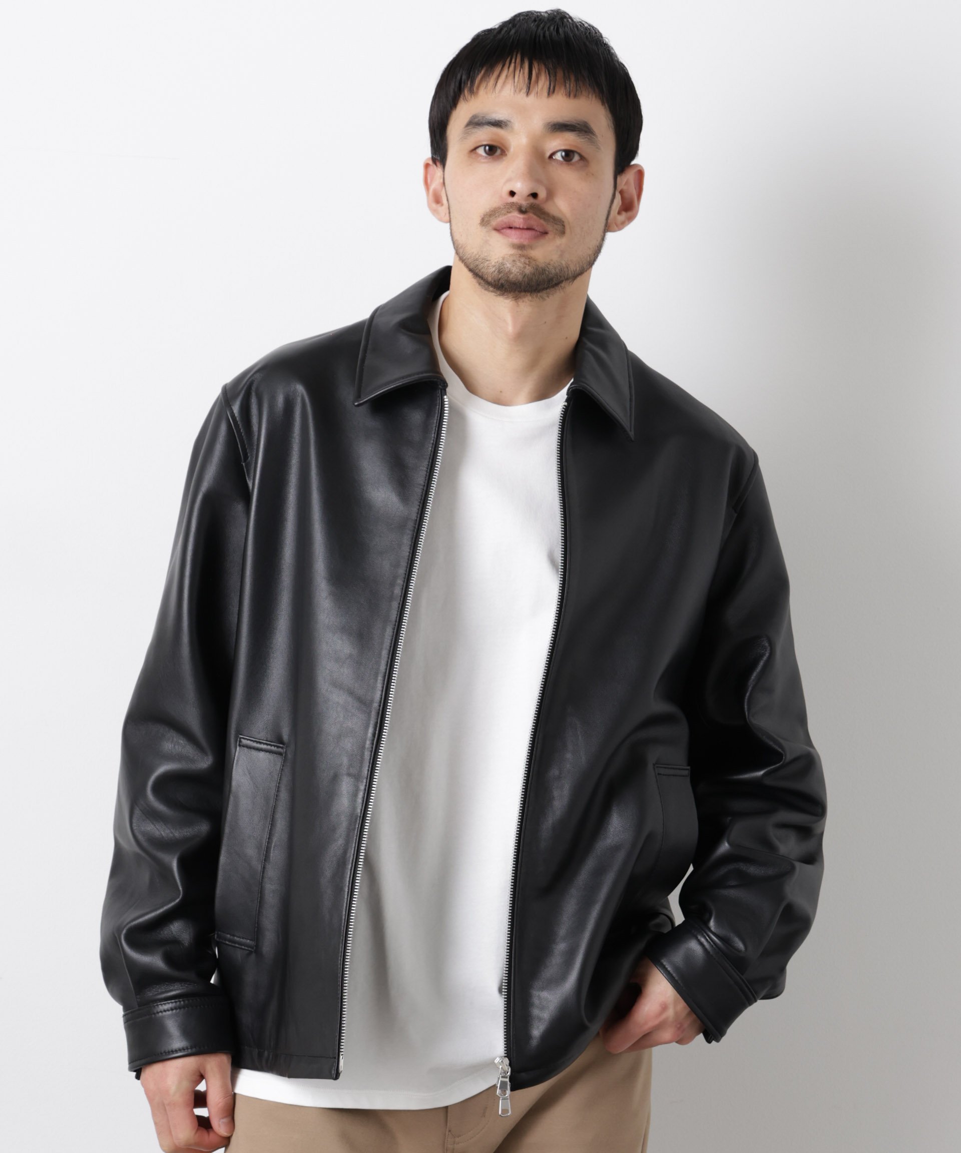 楽天市場】∴ラムレザーシングルライダース nano universe（メンズ