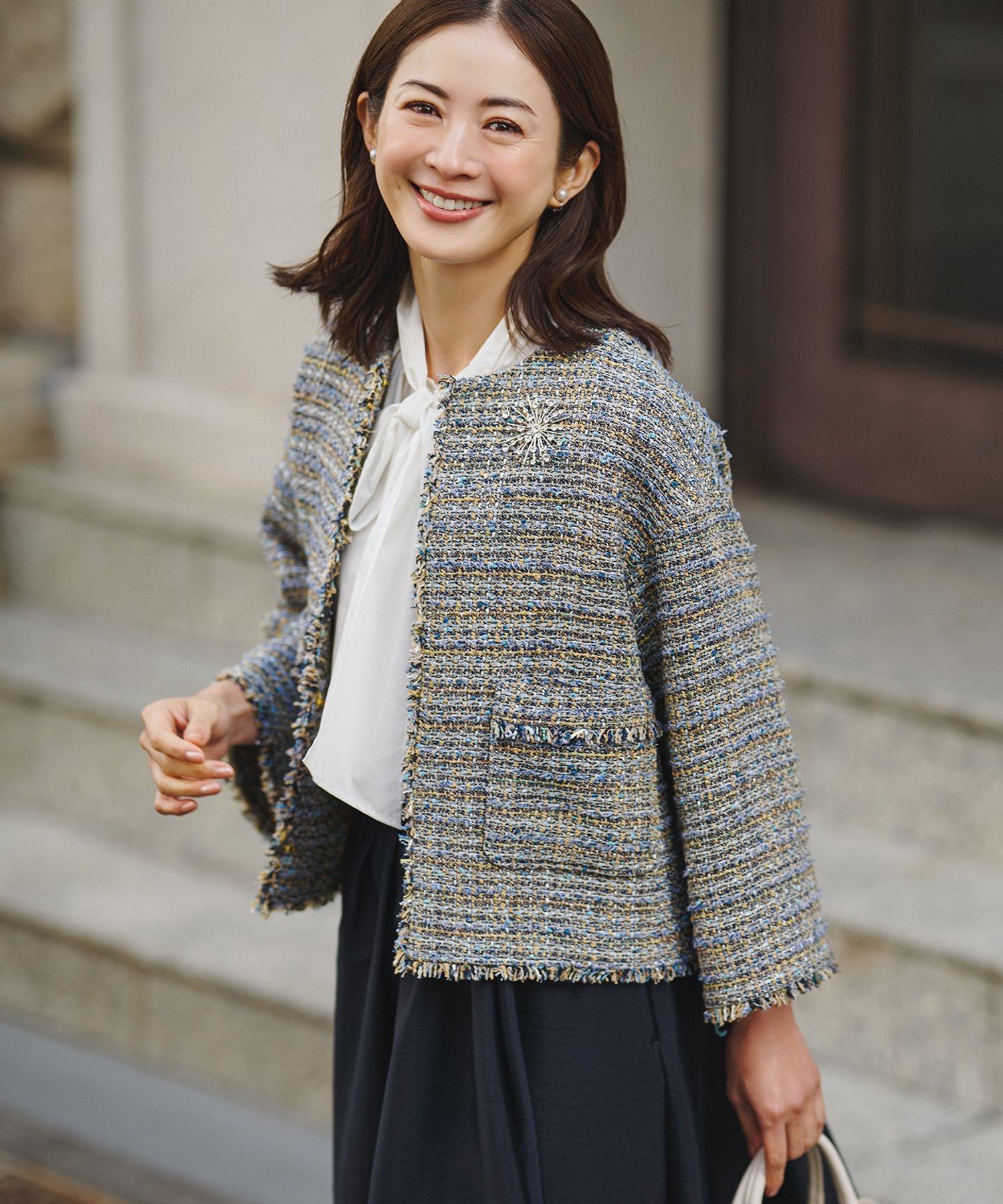 楽天市場】ノーカラージャケット レディース（柄ストライプ）（コート