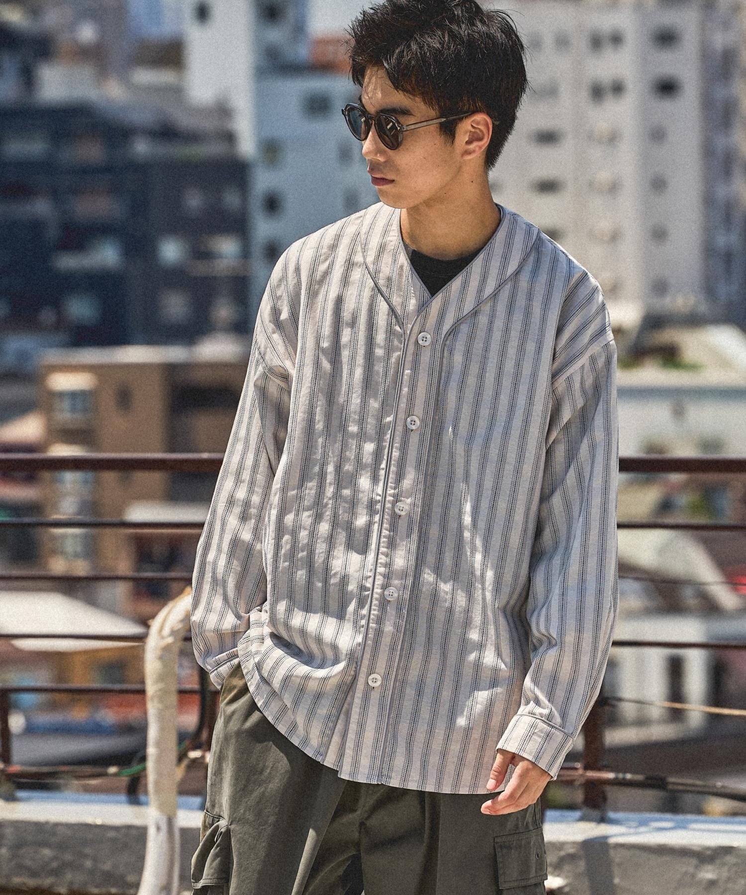 楽天市場】ベースボールシャツ ストライプ（メンズファッション）の通販